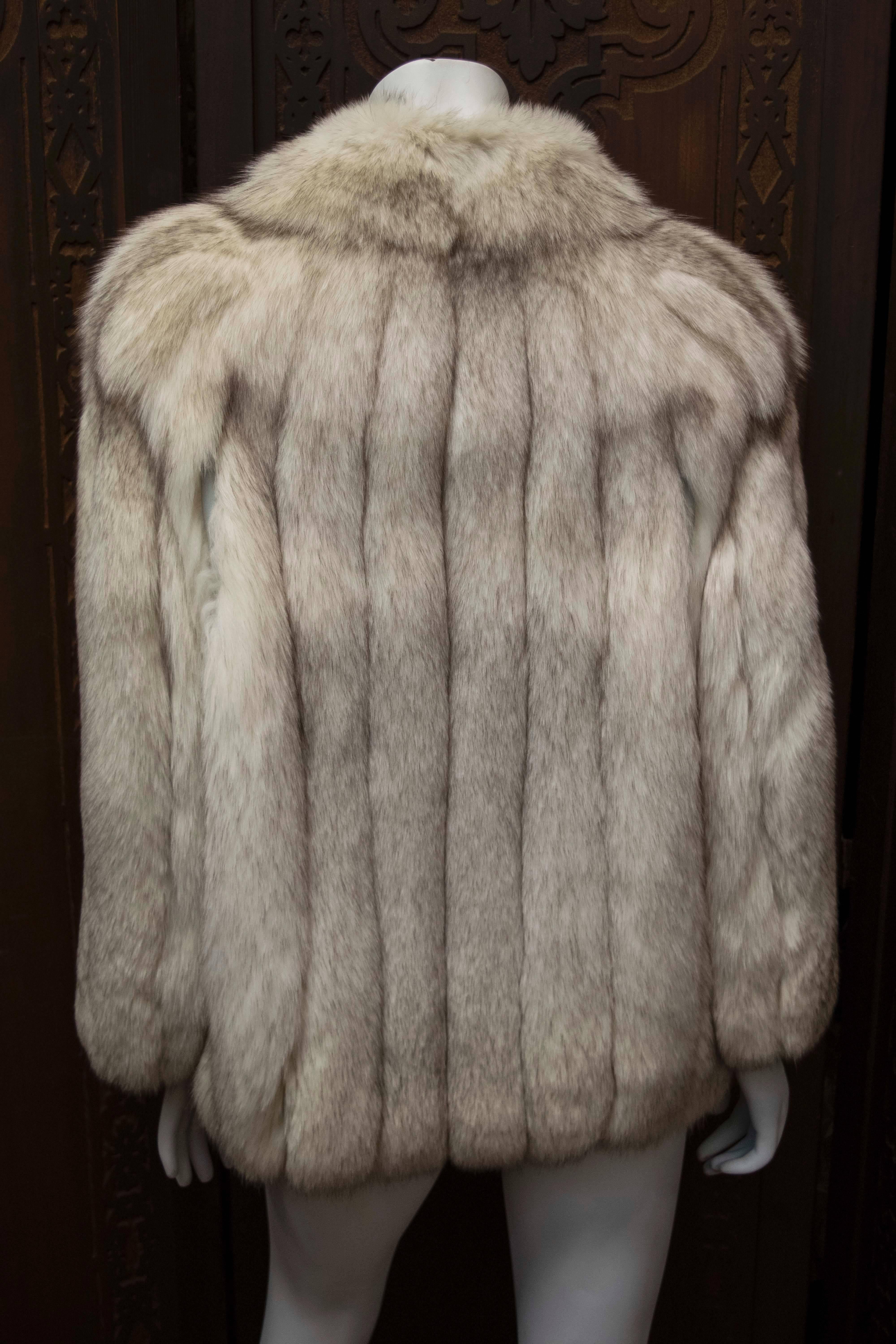 Women's 1980s White Fox Fur Coat.