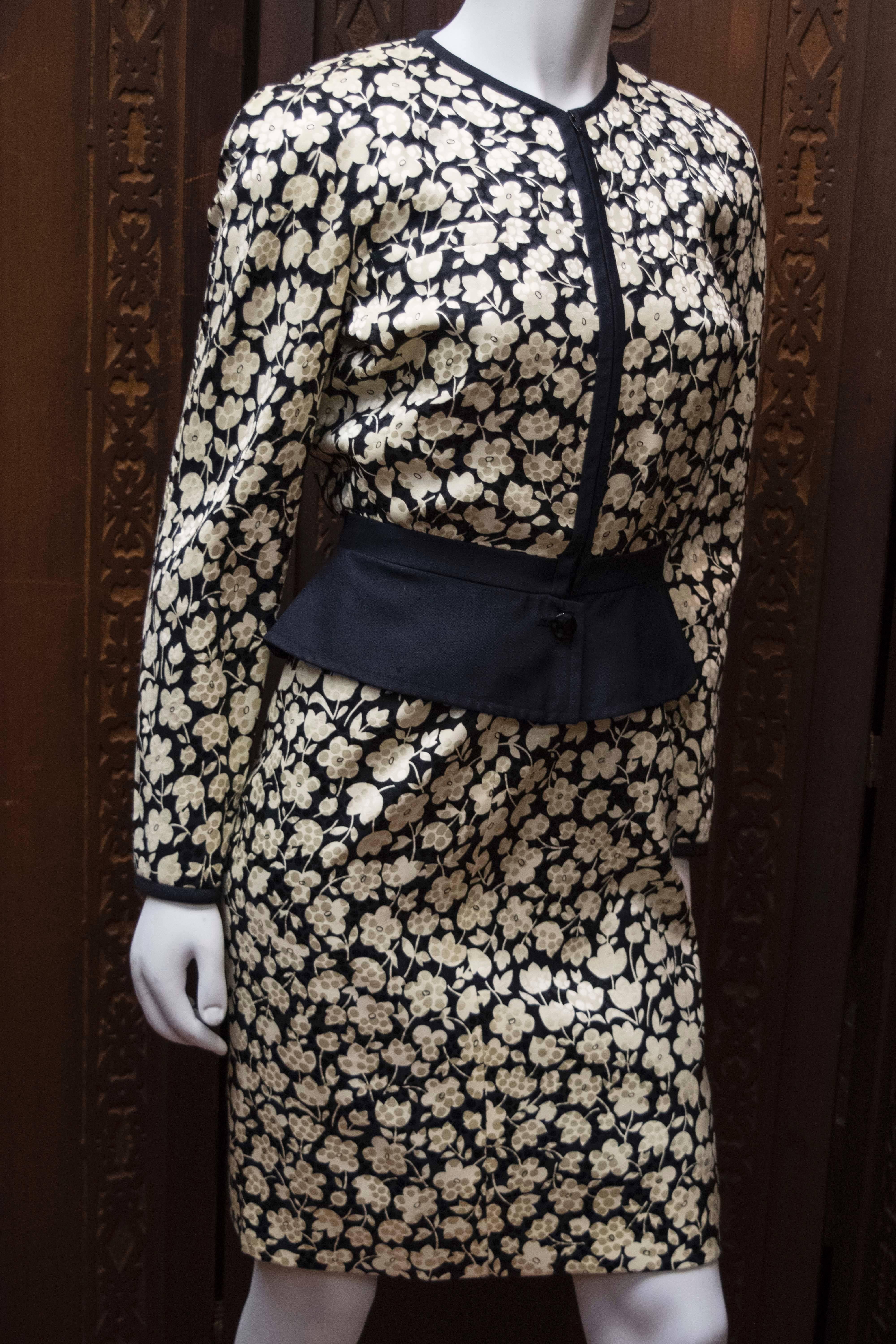 1980s Valentino Floral Dress and Jacket In Excellent Condition For Sale In San Francisco, CA