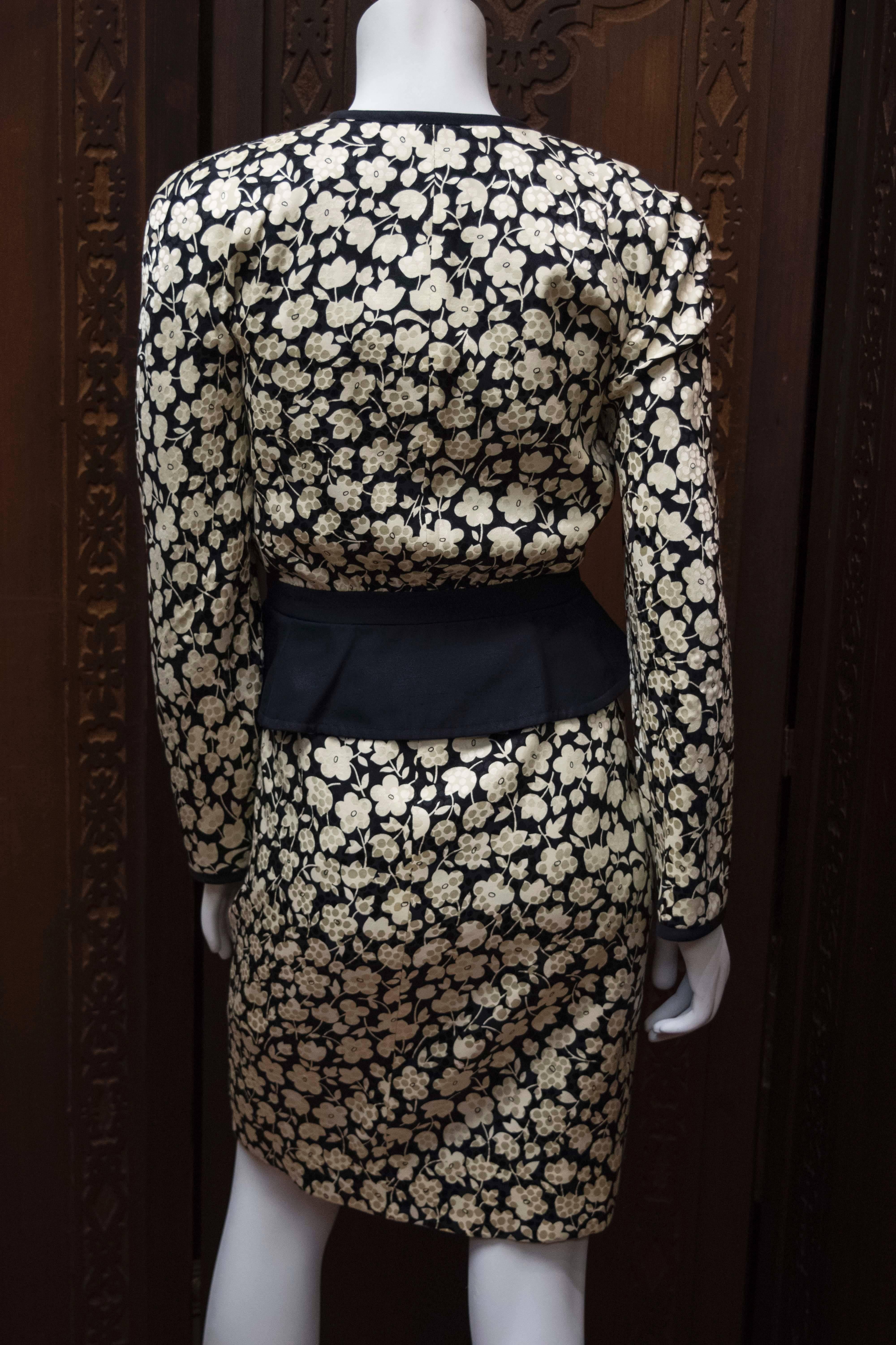 Women's 1980s Valentino Floral Dress and Jacket For Sale