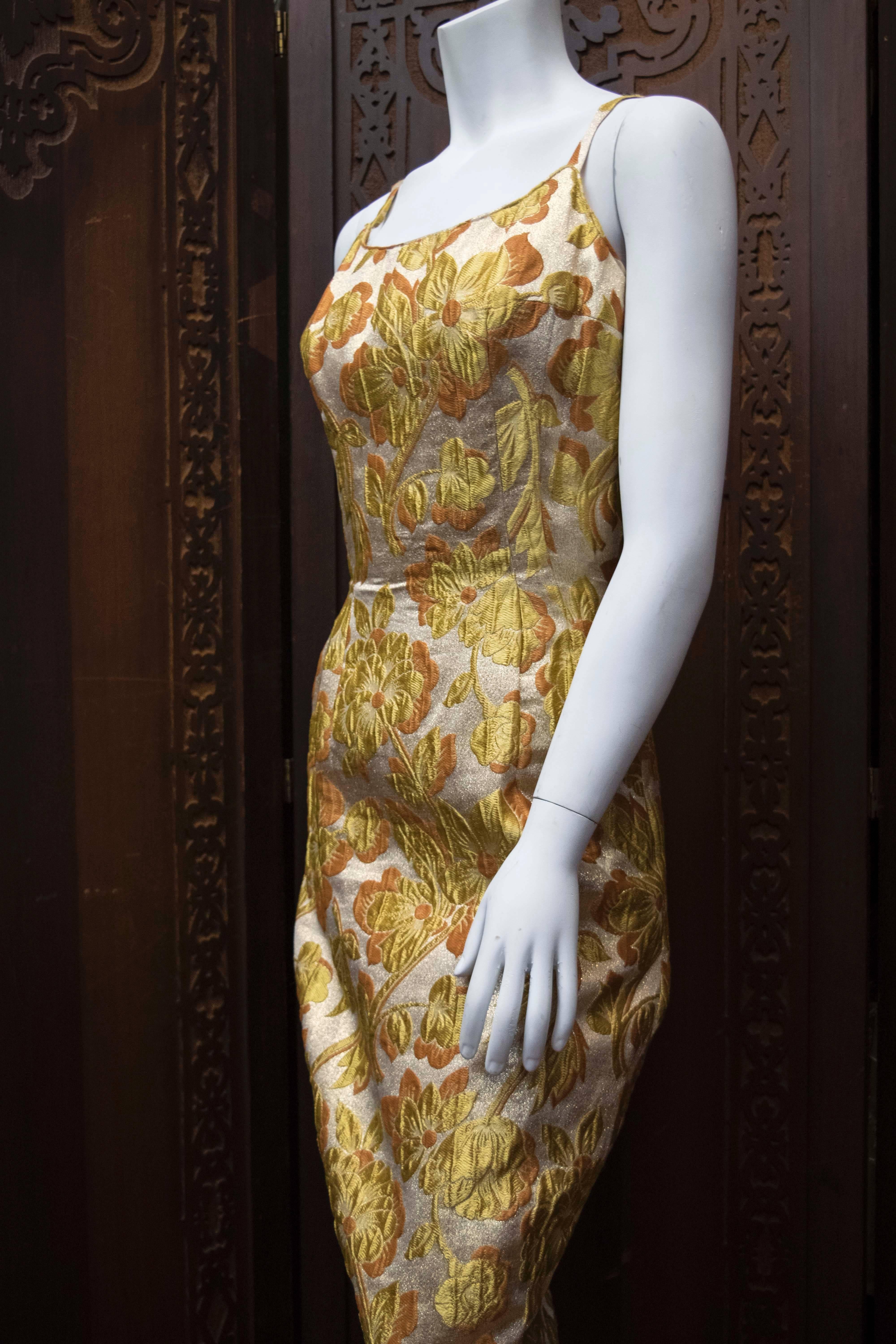 Women's Mr Blackwell 1960s Gold Brocade Evening Dress and Coat
