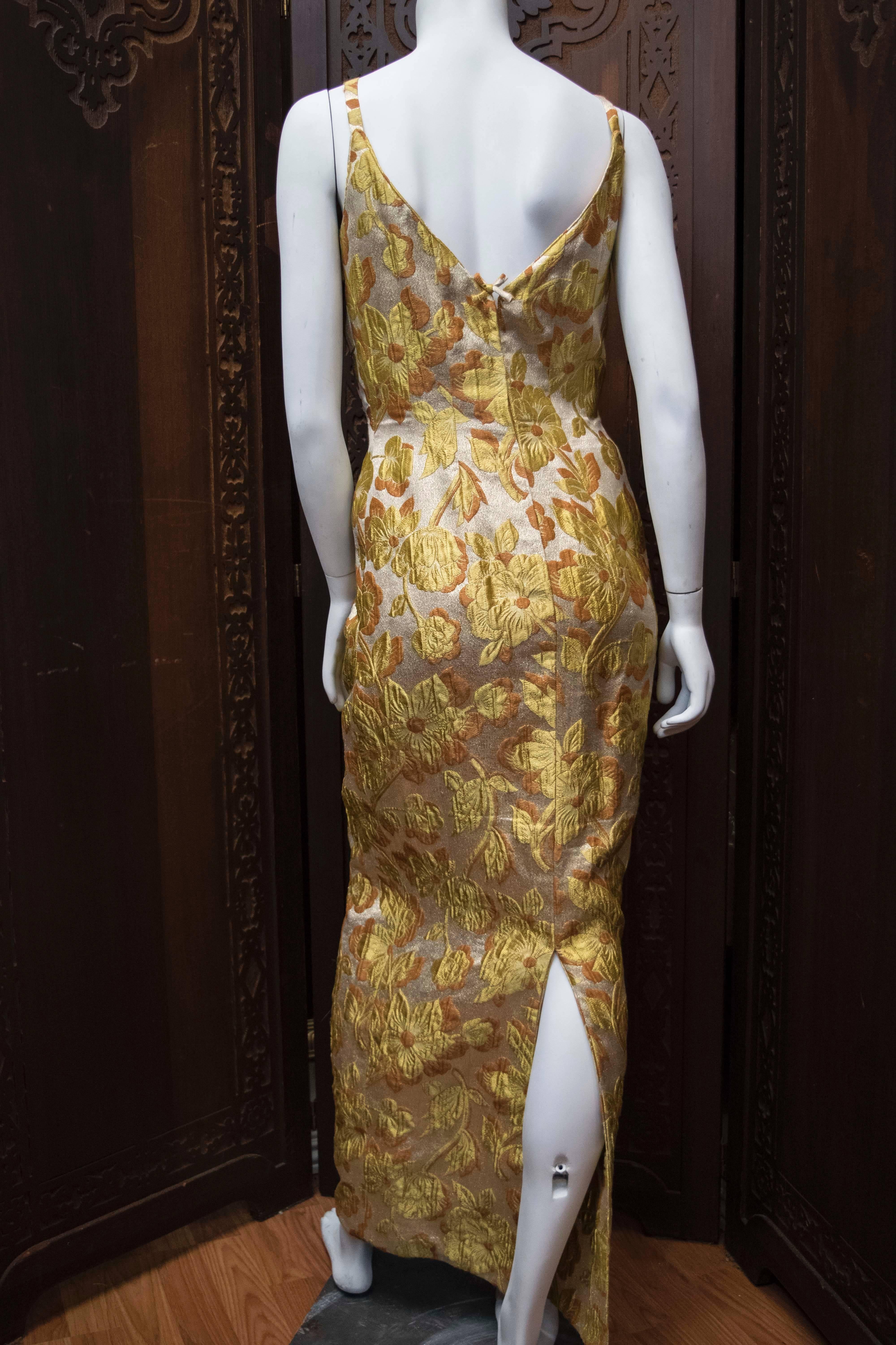 Mr Blackwell 1960s Gold Brocade Evening Dress and Coat 1