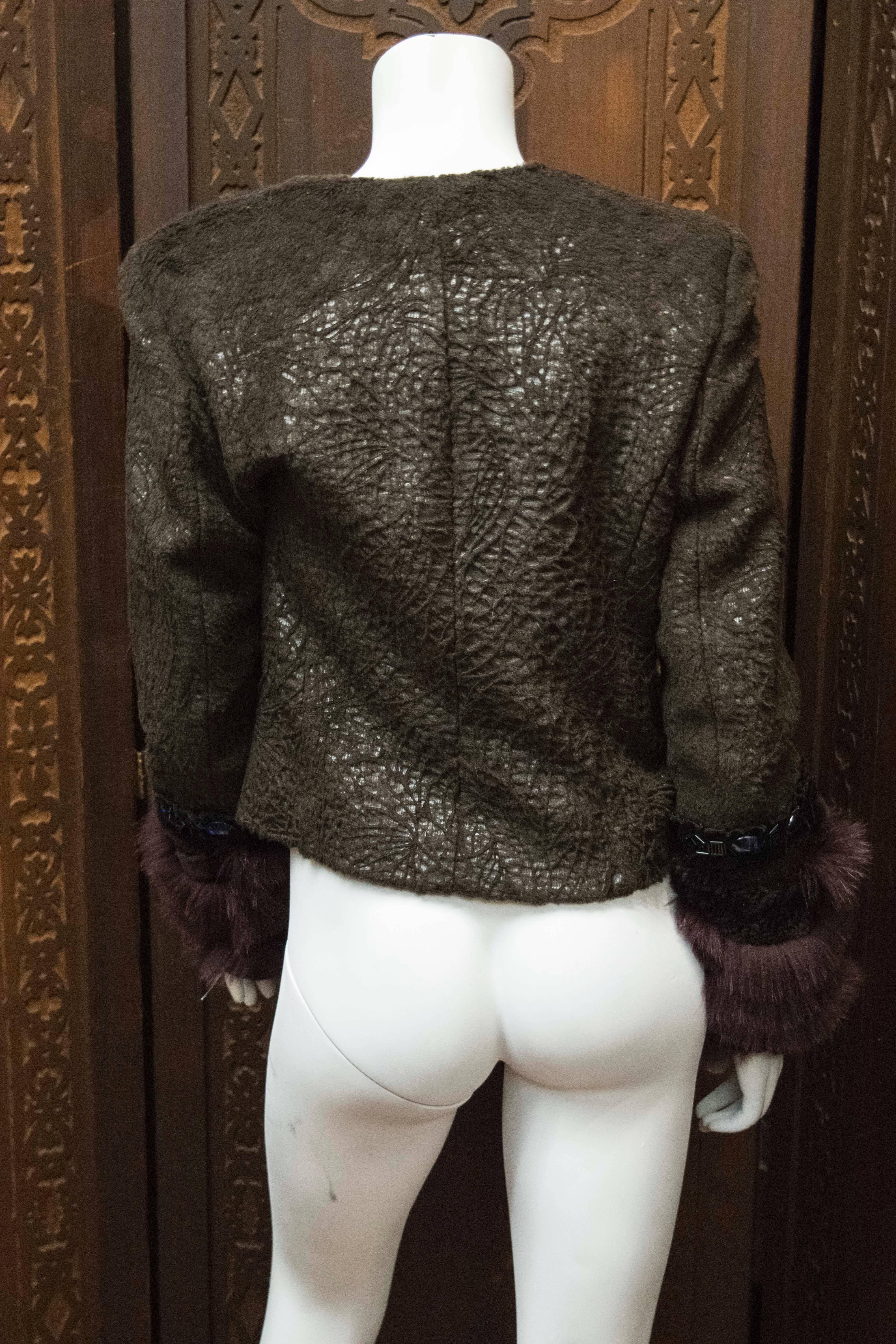 1990s Christian Lacroix Jacket With Fox Fur Trim In Good Condition For Sale In San Francisco, CA