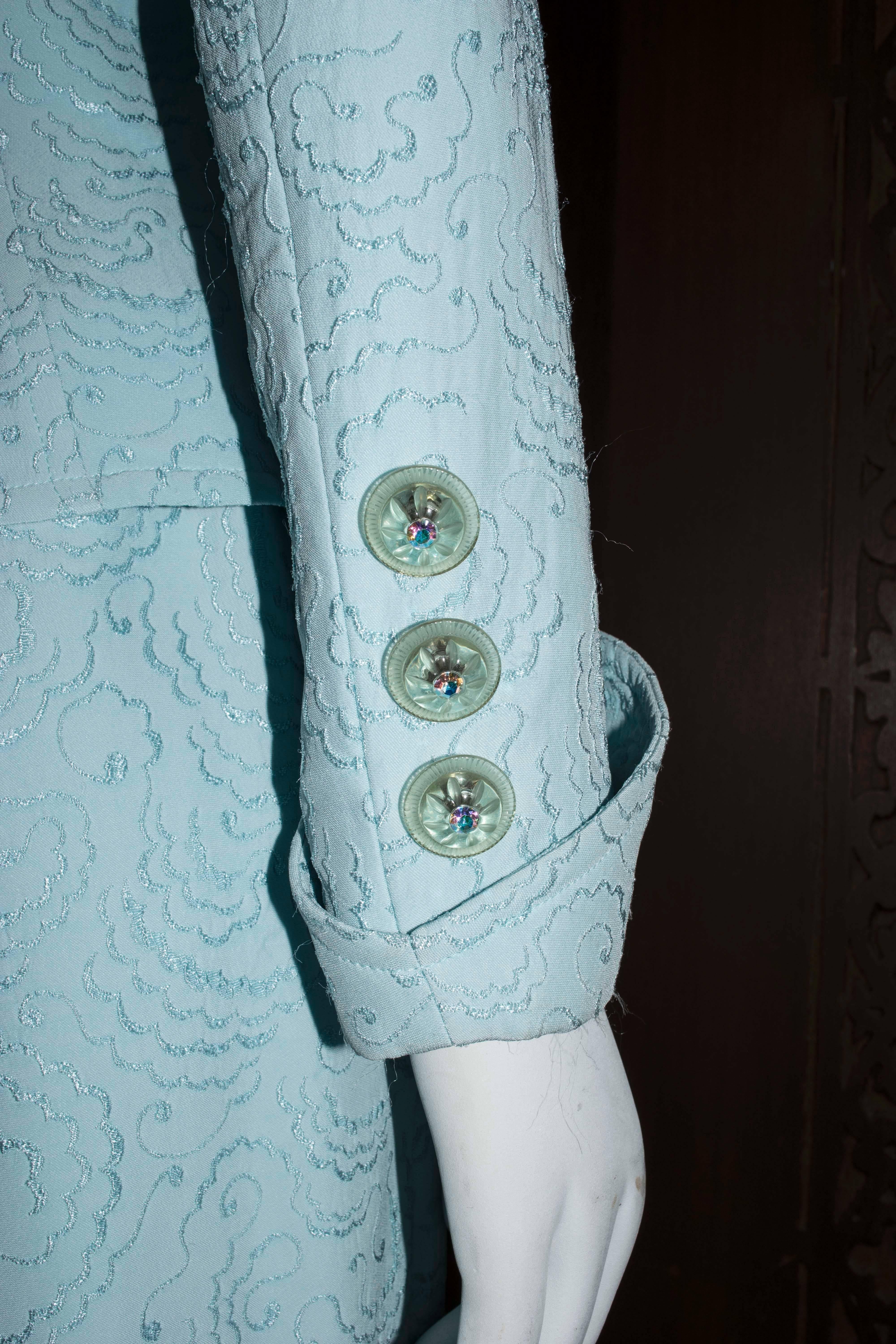 1990s Christian Lacroix Powder Blue Two Piece Skirt Suit In Excellent Condition In San Francisco, CA