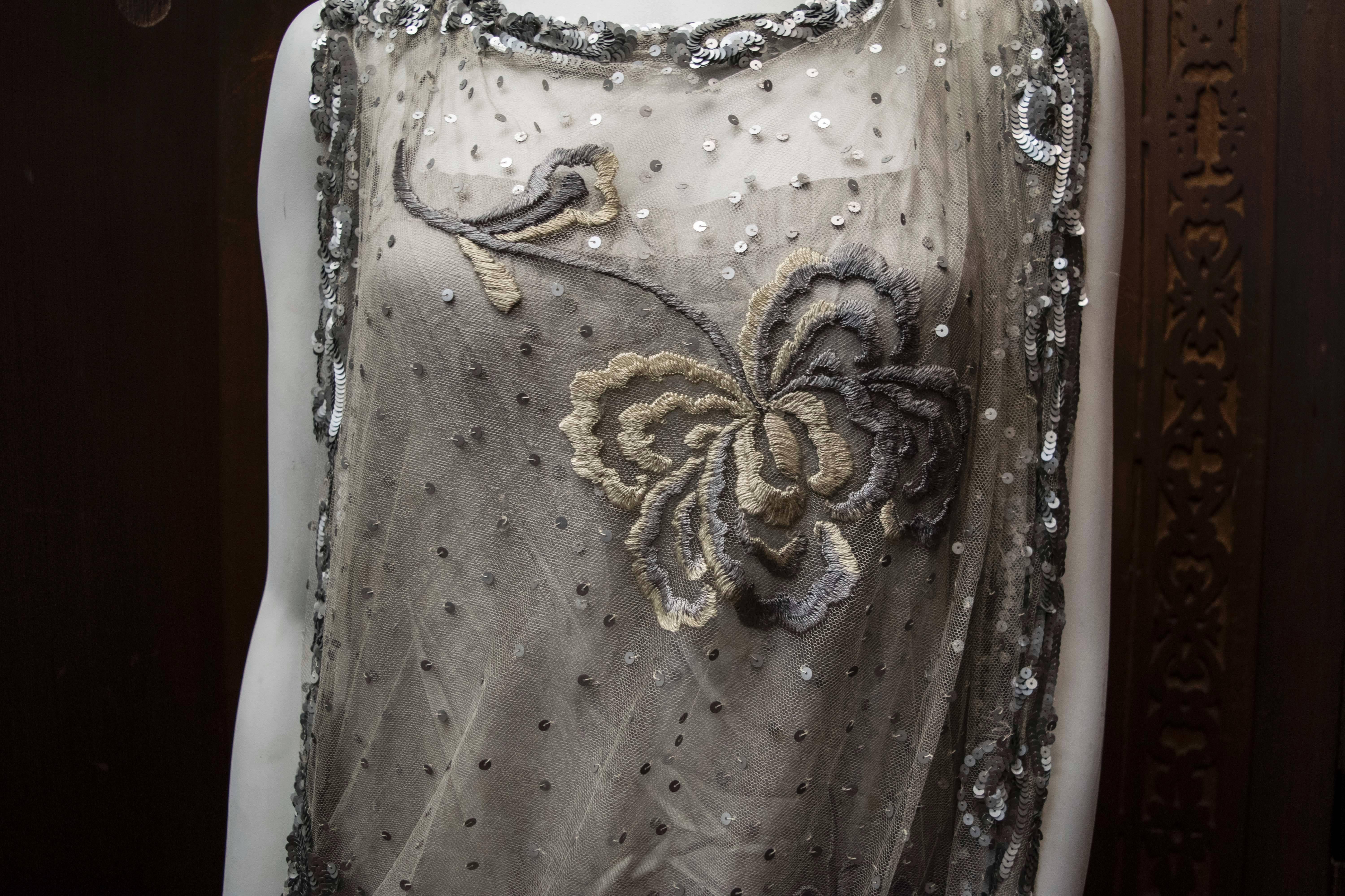 1920s Silver Lace Sequinned Dress 5