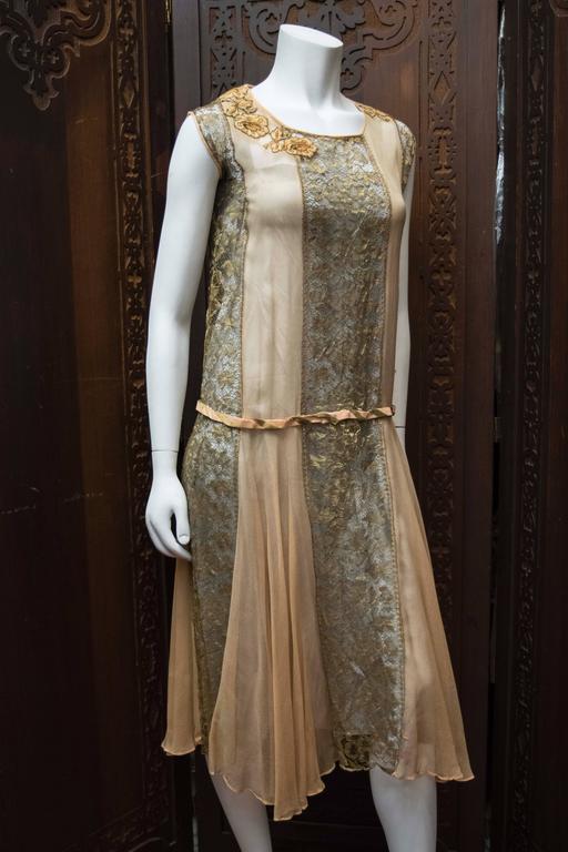 1920s Lace and Silk Georgette Dress at 1stDibs