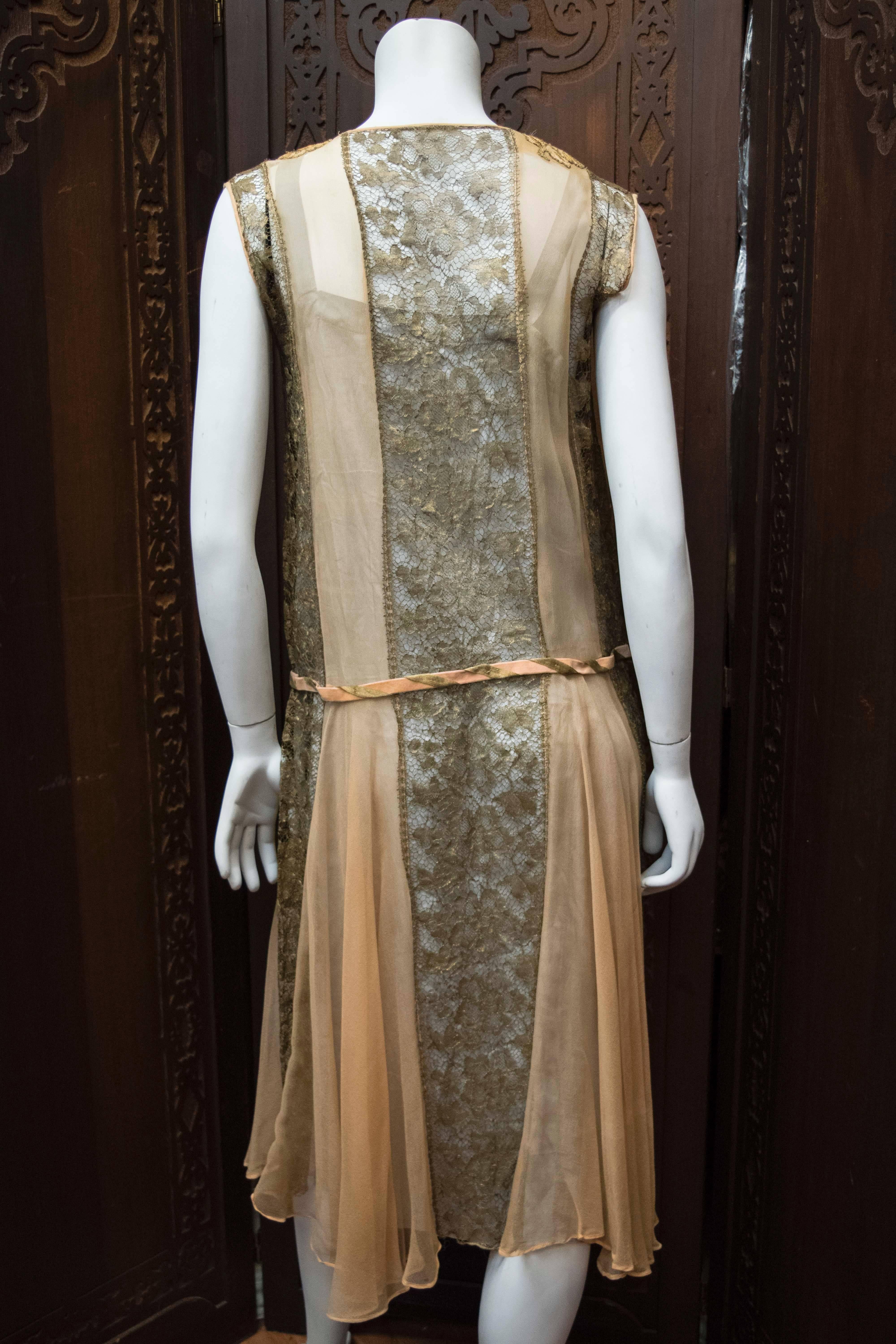 1920s Lace and Silk Georgette Dress In Fair Condition In San Francisco, CA