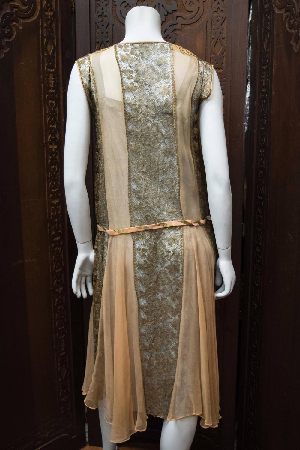 1920s Lace and Silk Georgette Dress For Sale at 1stdibs