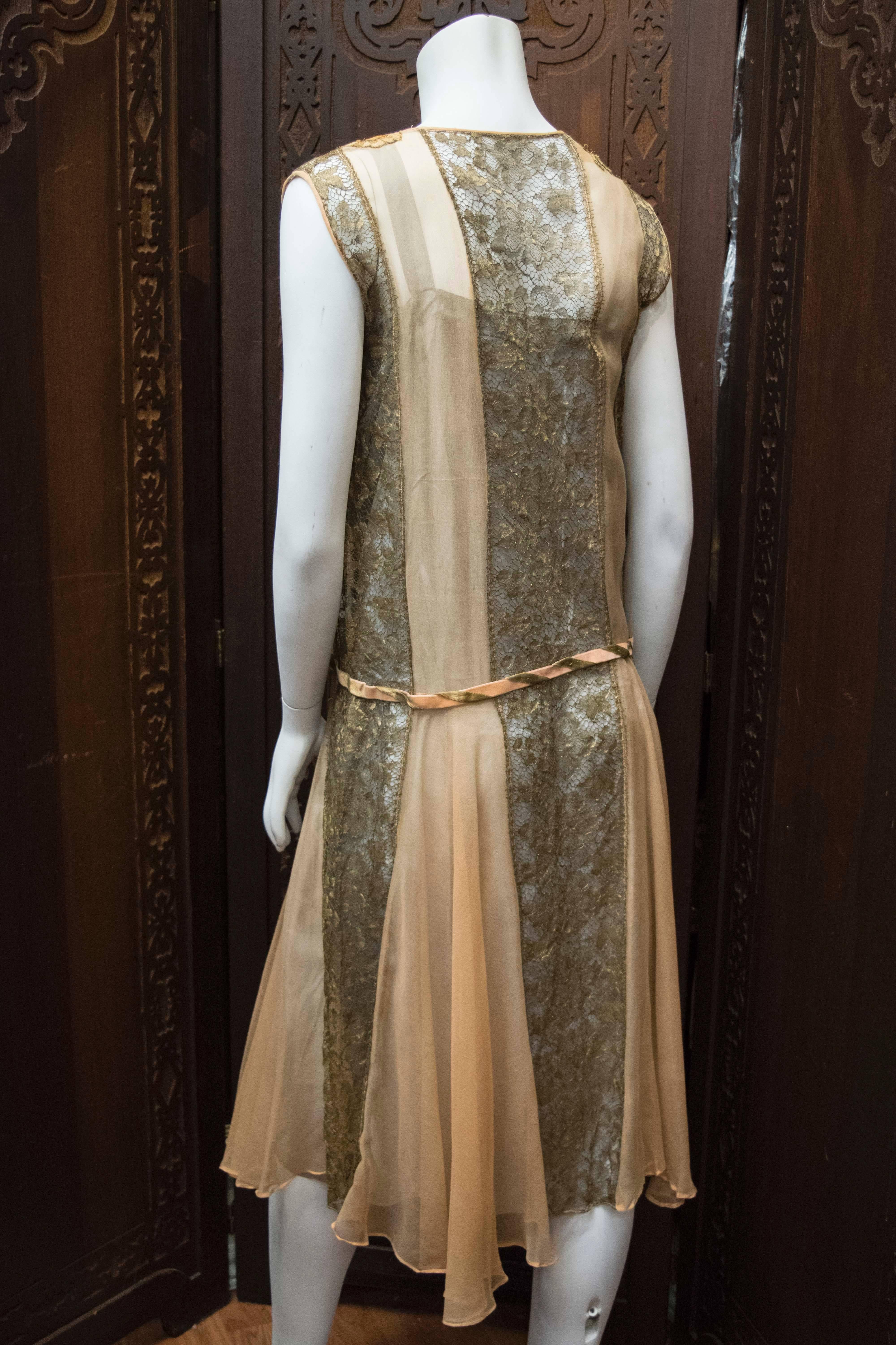 Women's 1920s Lace and Silk Georgette Dress