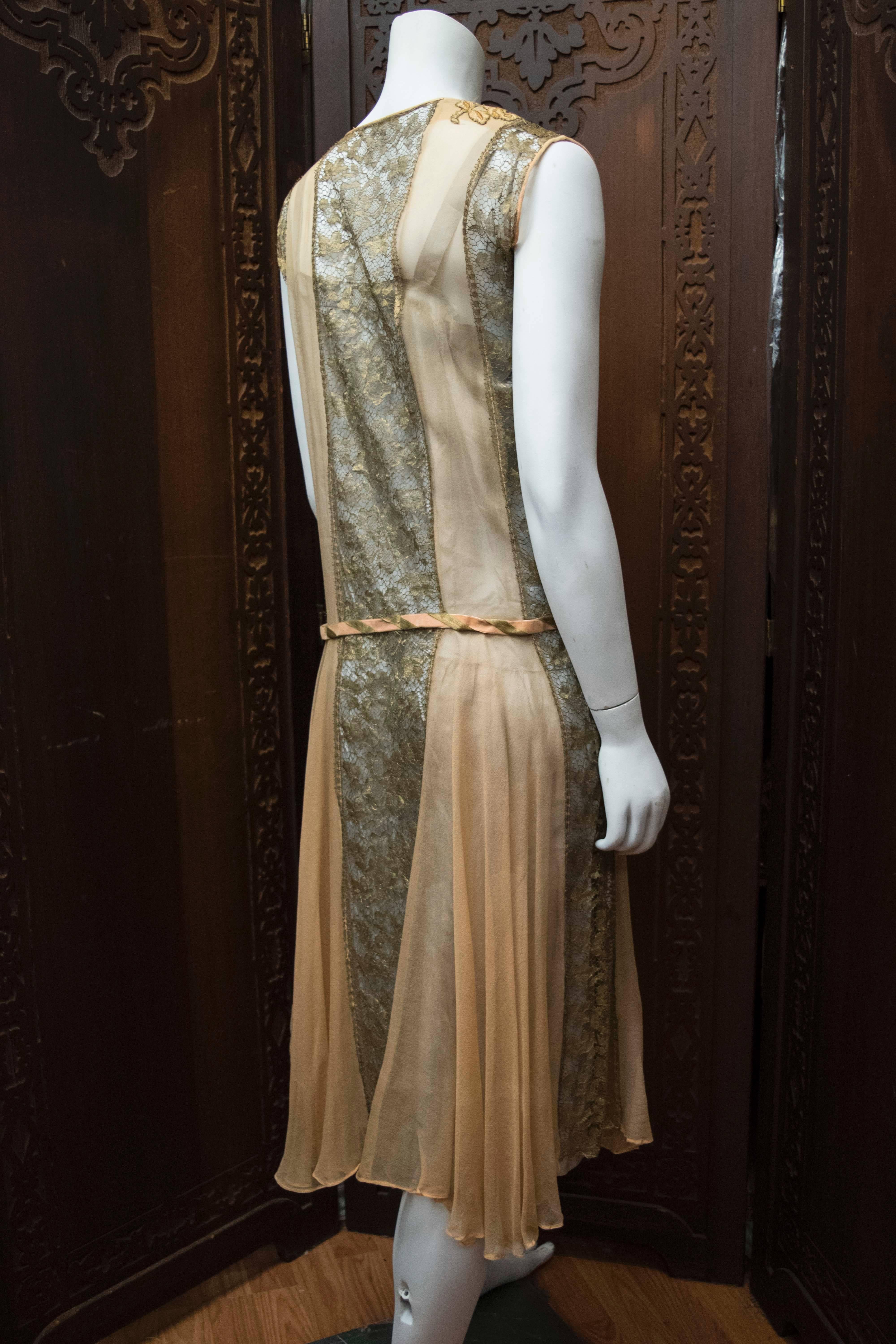 1920s Lace and Silk Georgette Dress 1