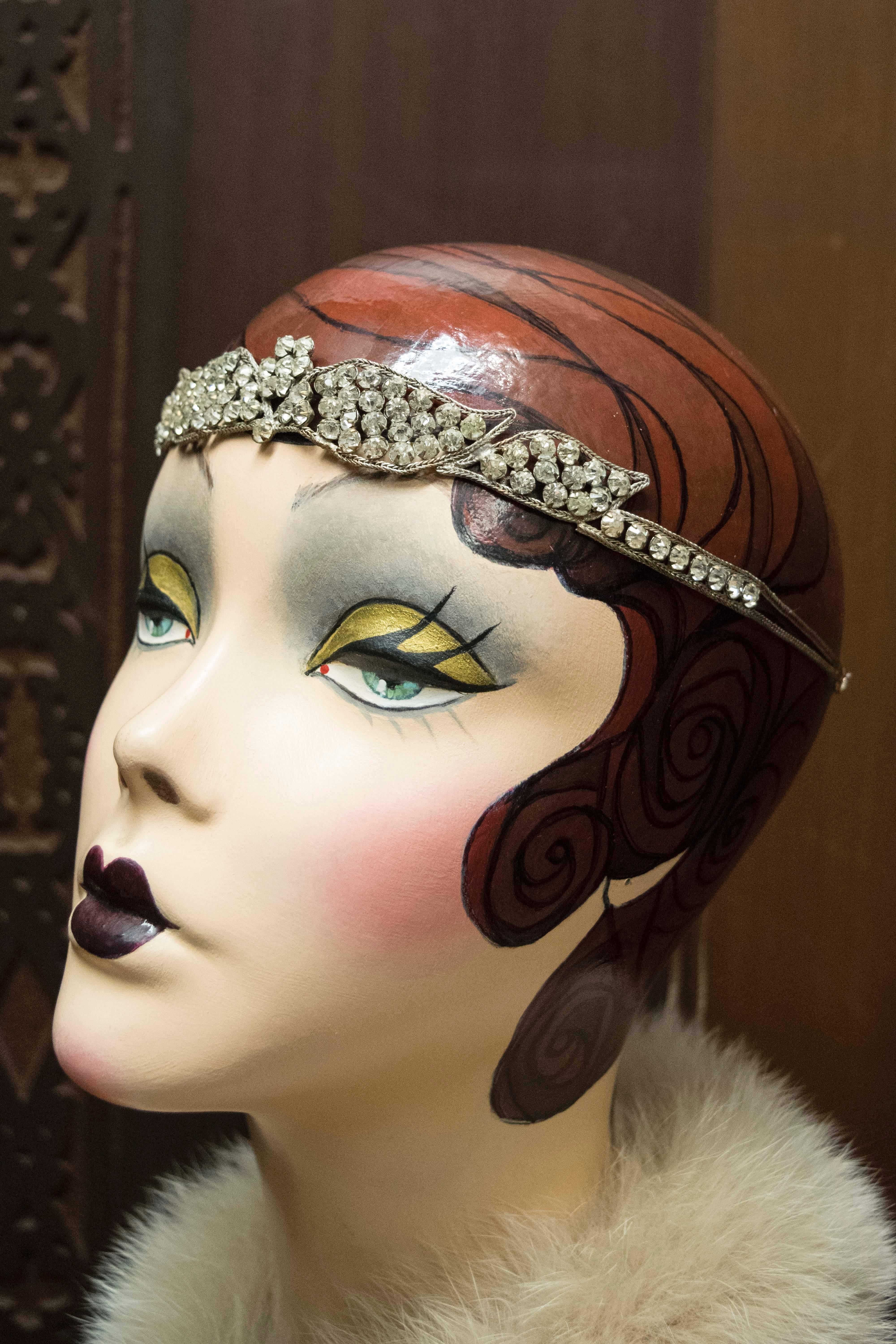 Beige 1920s Swarovski Crystal Headband  