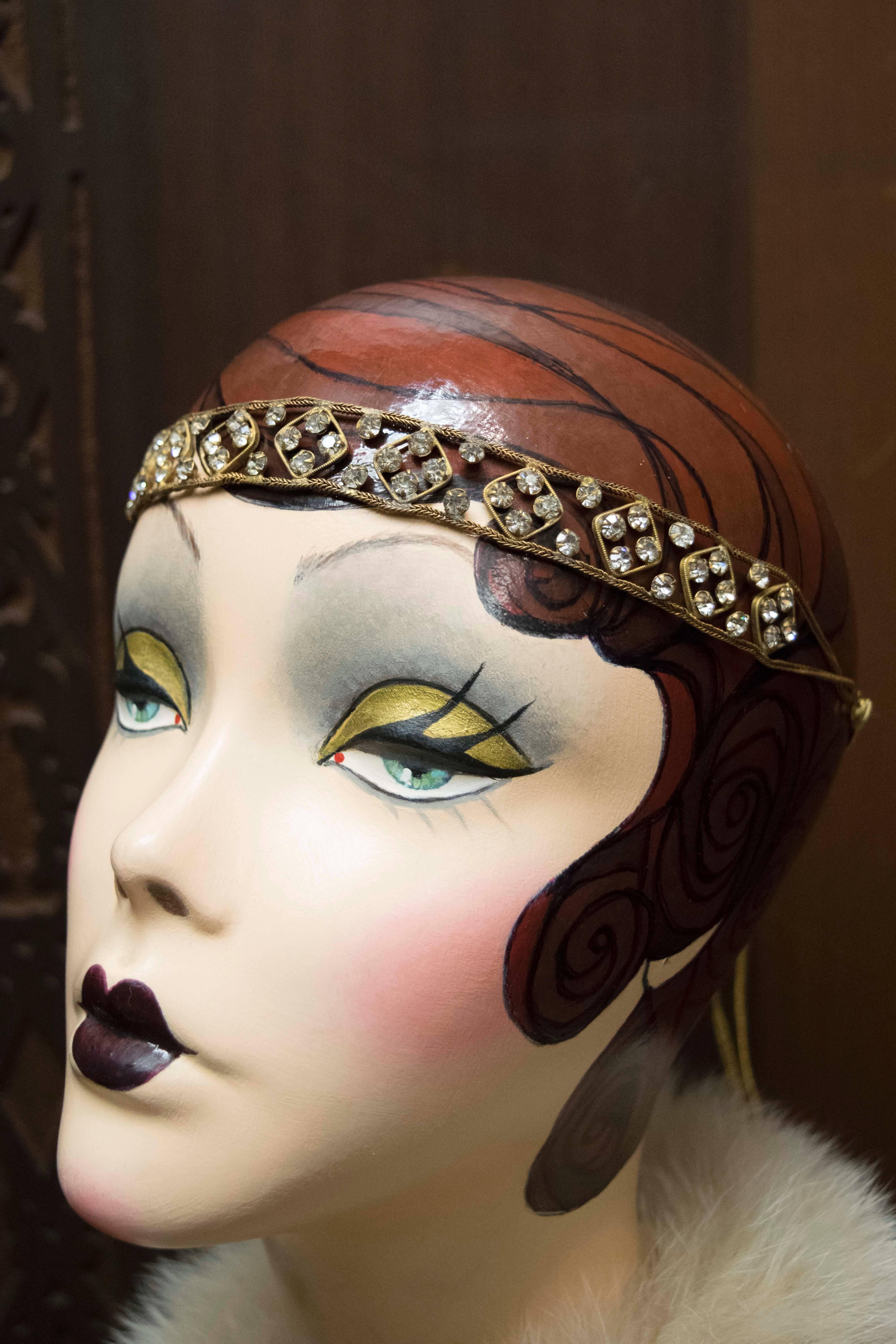 Beige 1920s Crystal Headband  