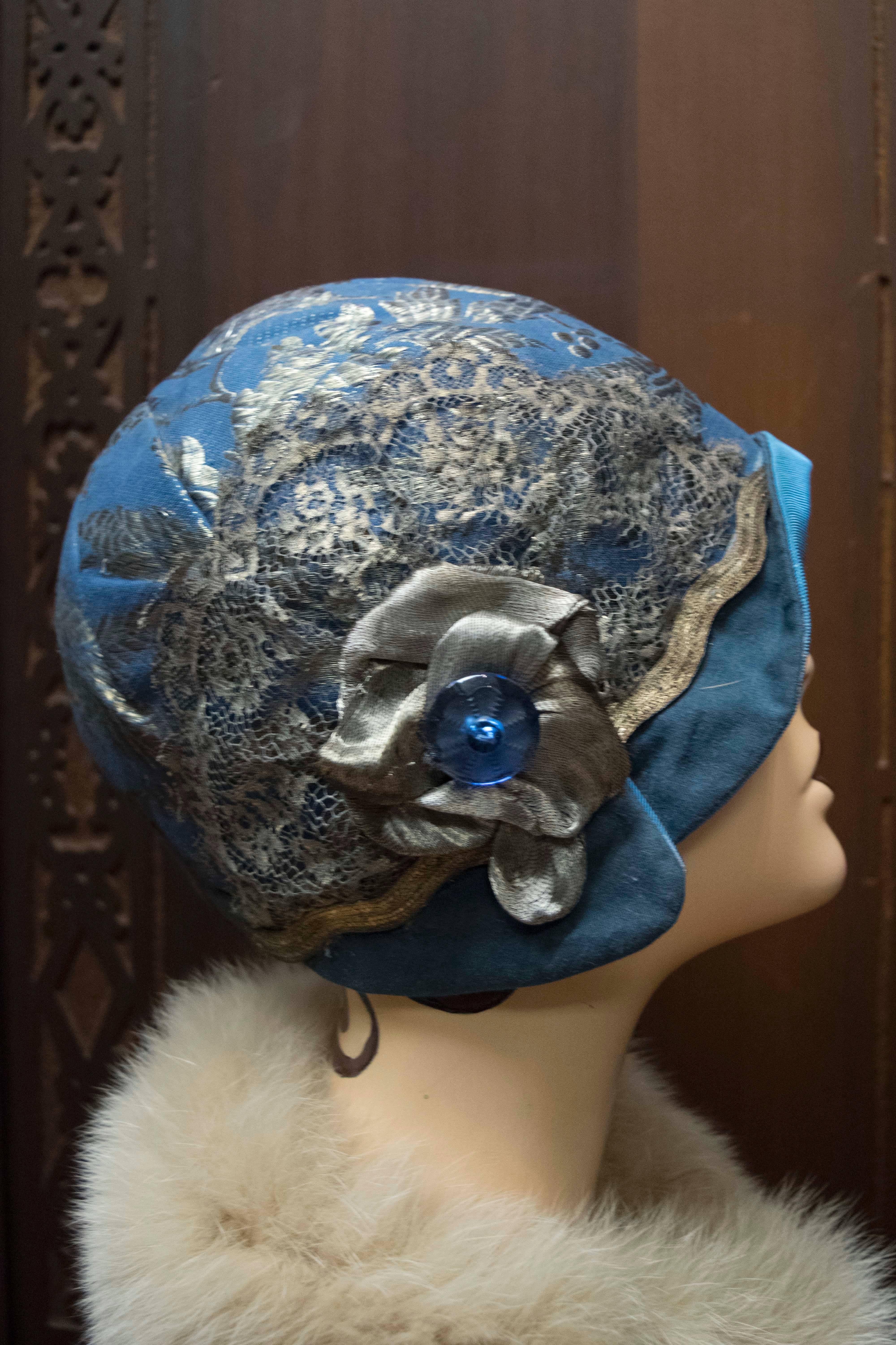 Women's 1920s Blue Cloche Hat