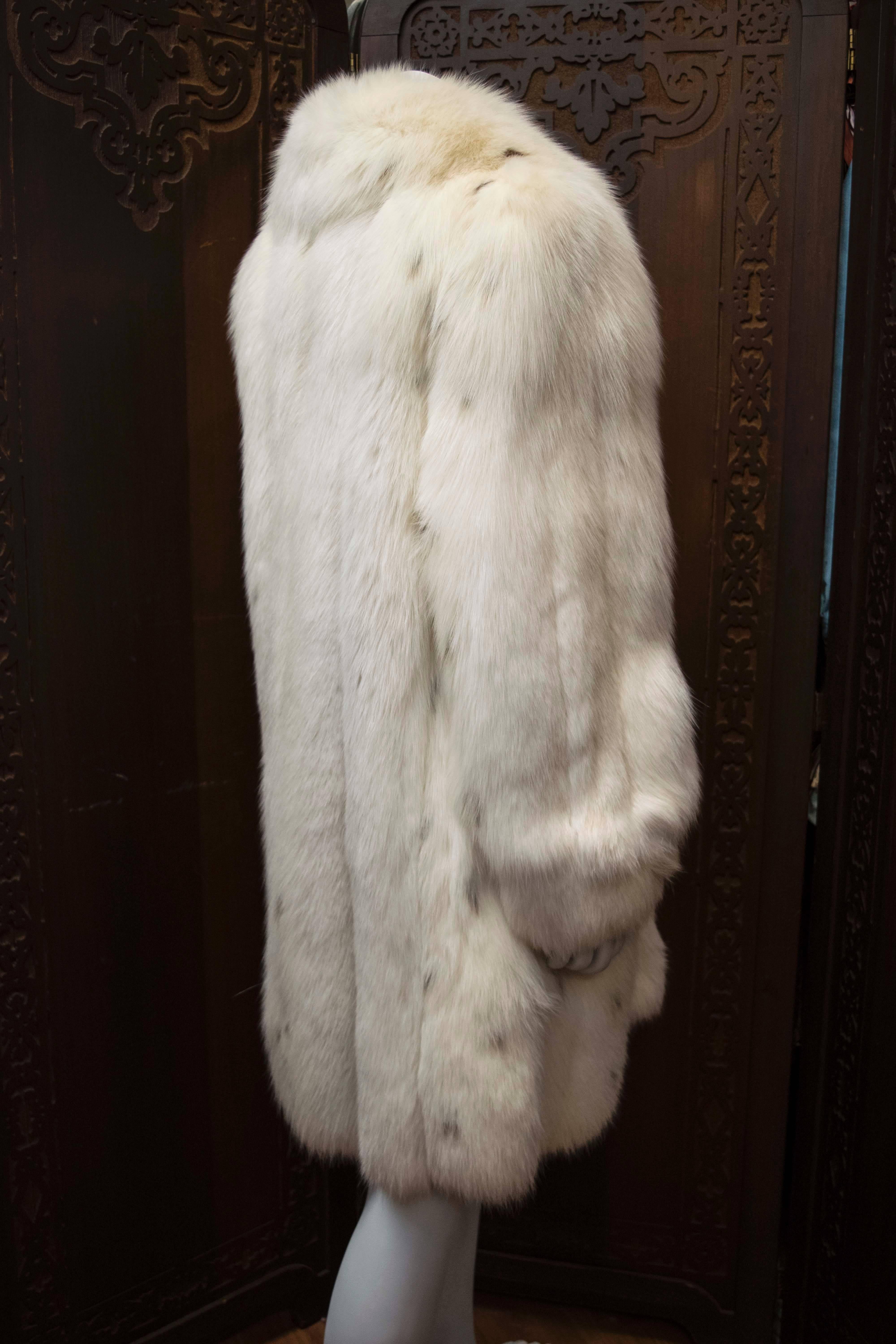 Beige Ivory Spotted Fox Fur Coat