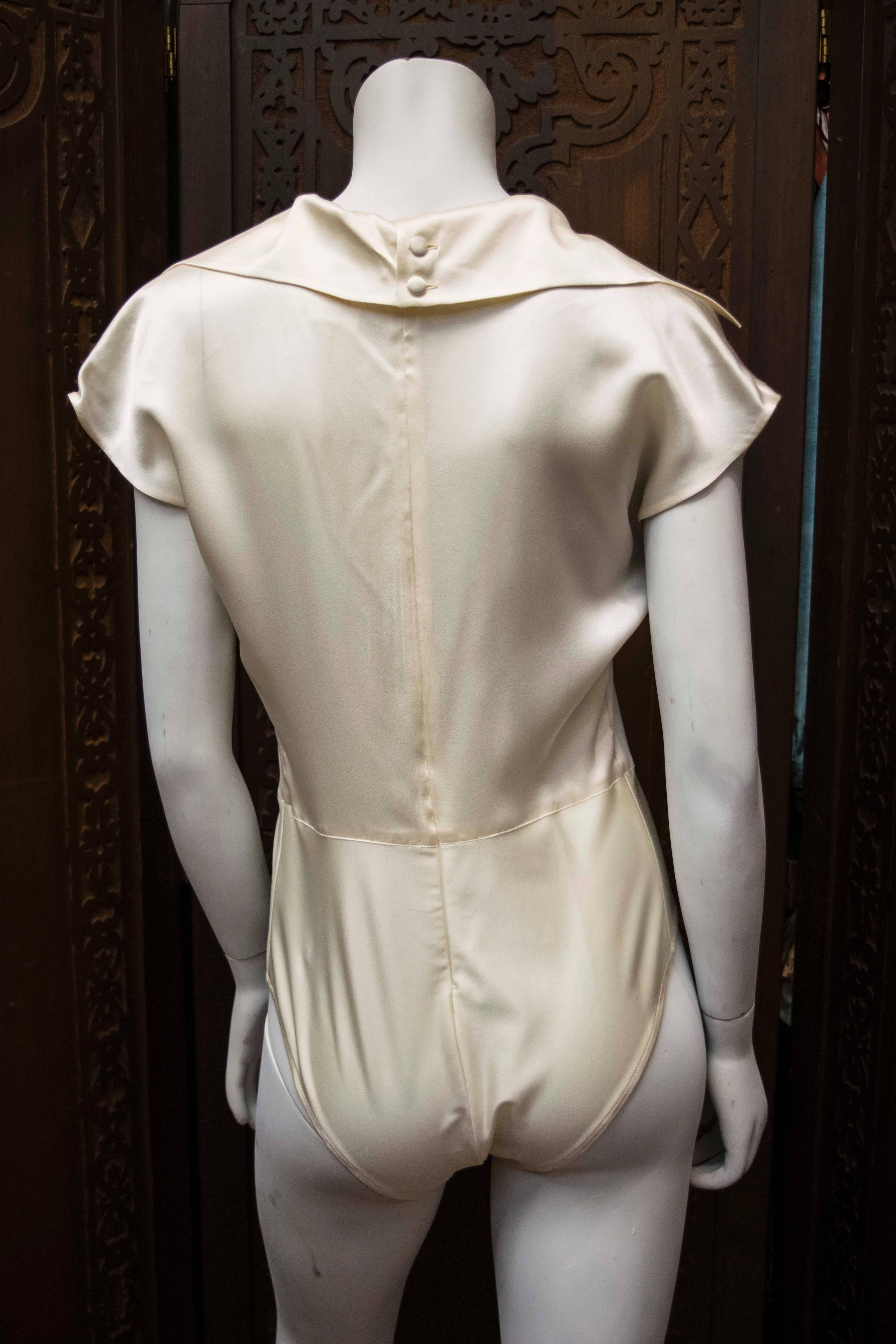 1990s Karl Lagerfeld Ivory Silk Blouse  In Excellent Condition For Sale In San Francisco, CA