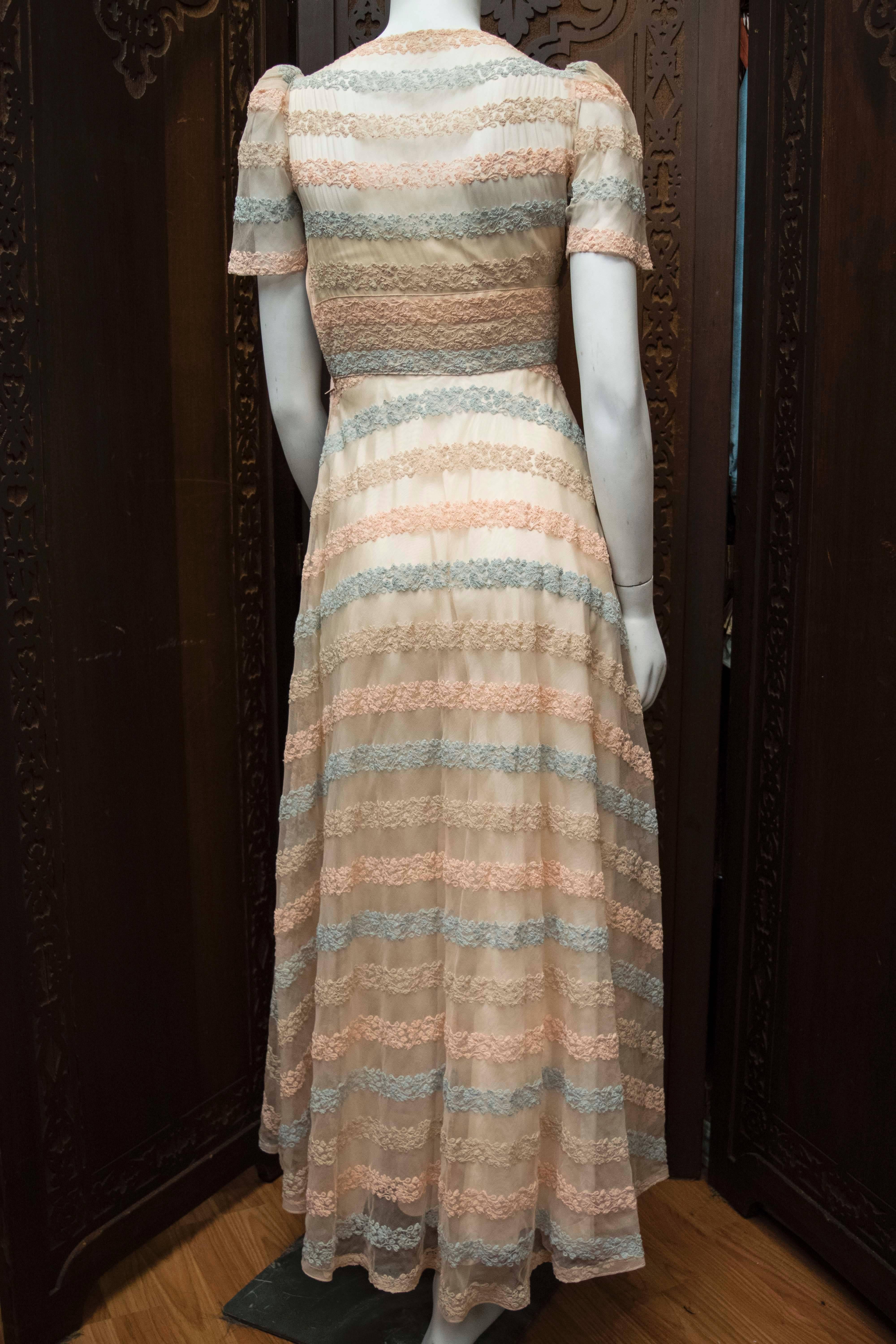 1940s Soutache Lace Dress  In Excellent Condition In San Francisco, CA