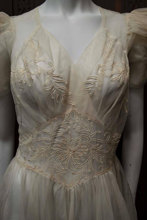 1930s Sheer Ivory Wedding  Dress  For Sale  at 1stdibs