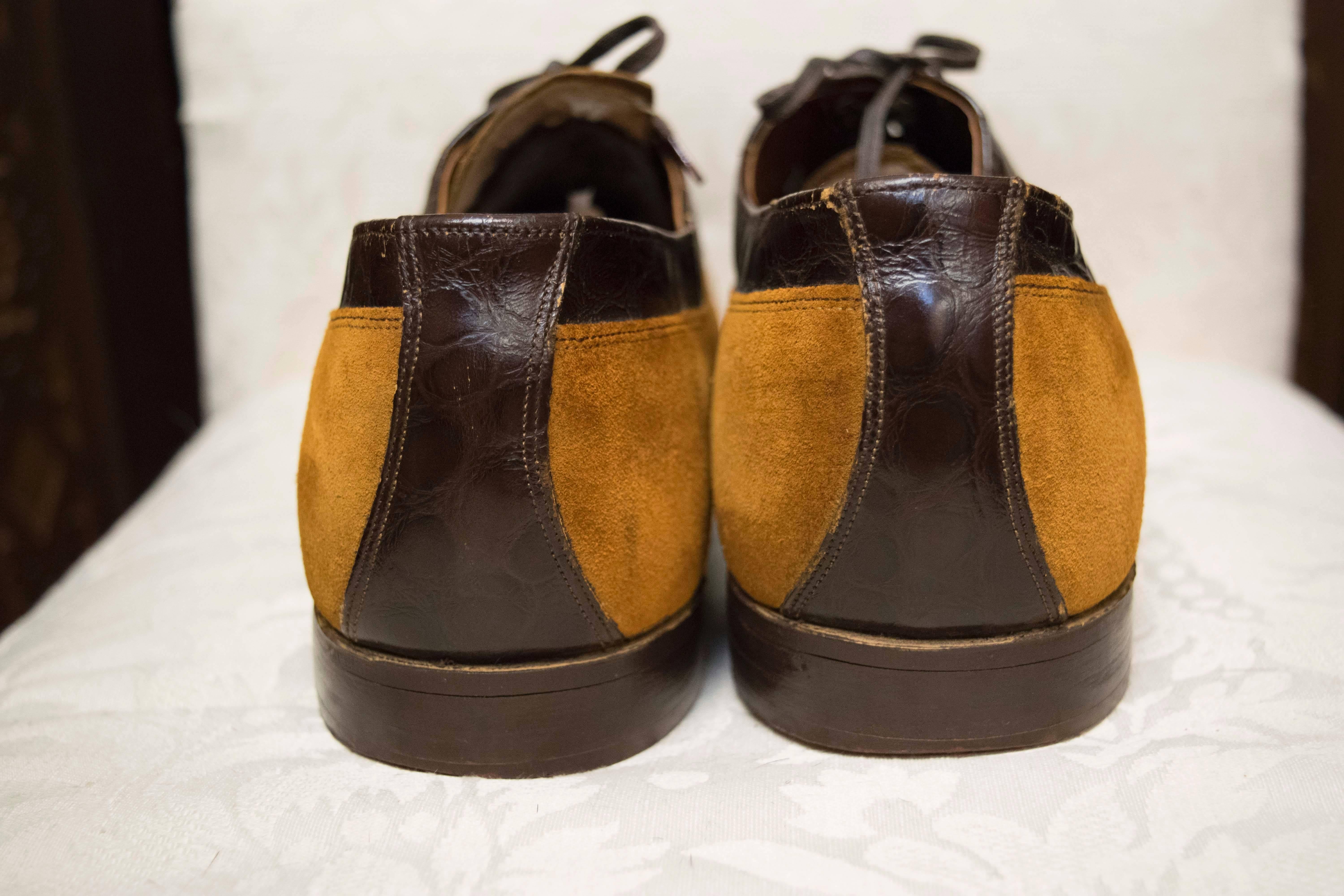 1970s Mens Suede and Leather Shoes In Good Condition In San Francisco, CA