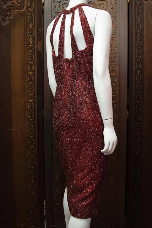 1950s Lillie Rubin Red Beaded Cocktail Dress For Sale at 1stDibs ...