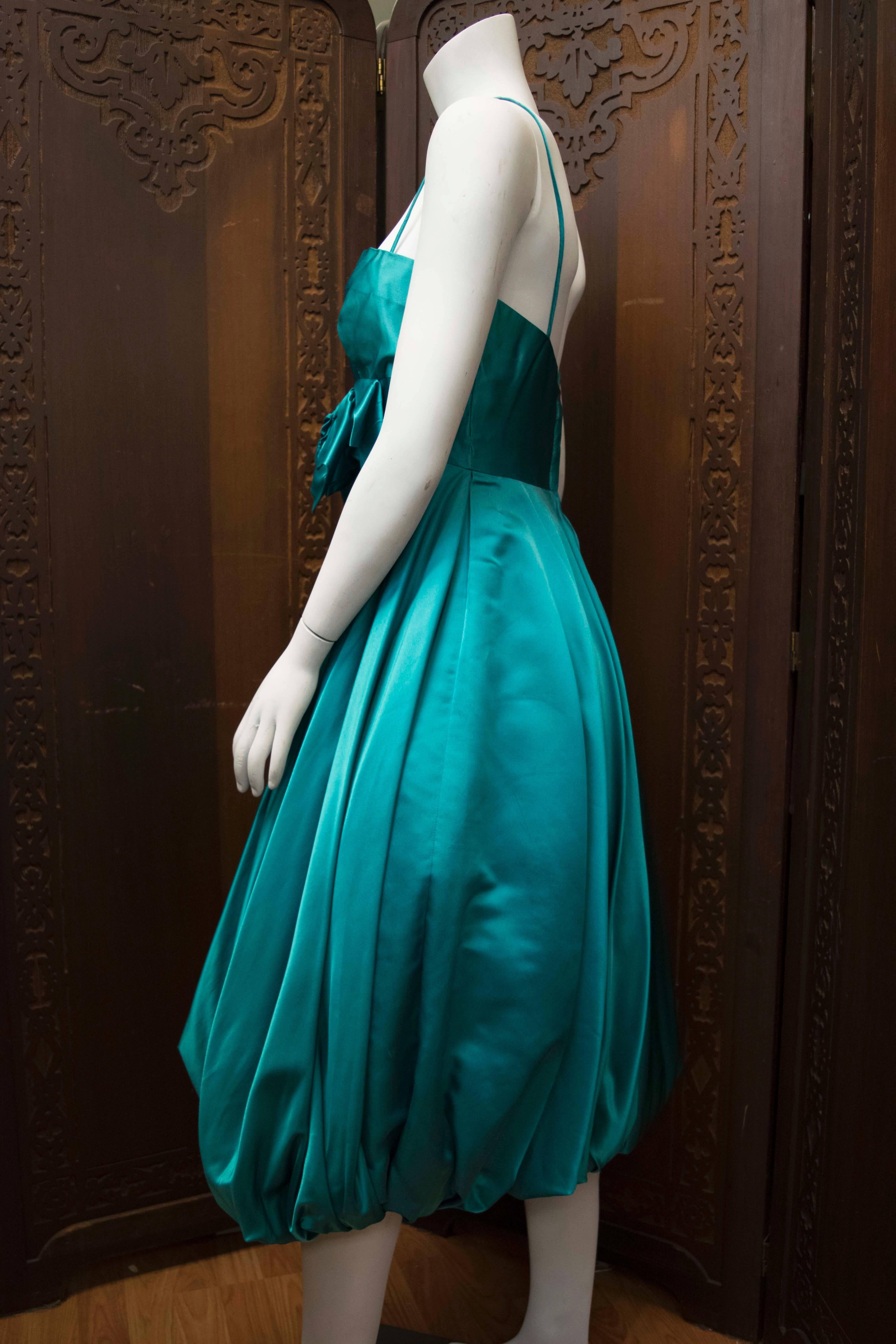 1960s Blue Silk Cocktail Dress 1
