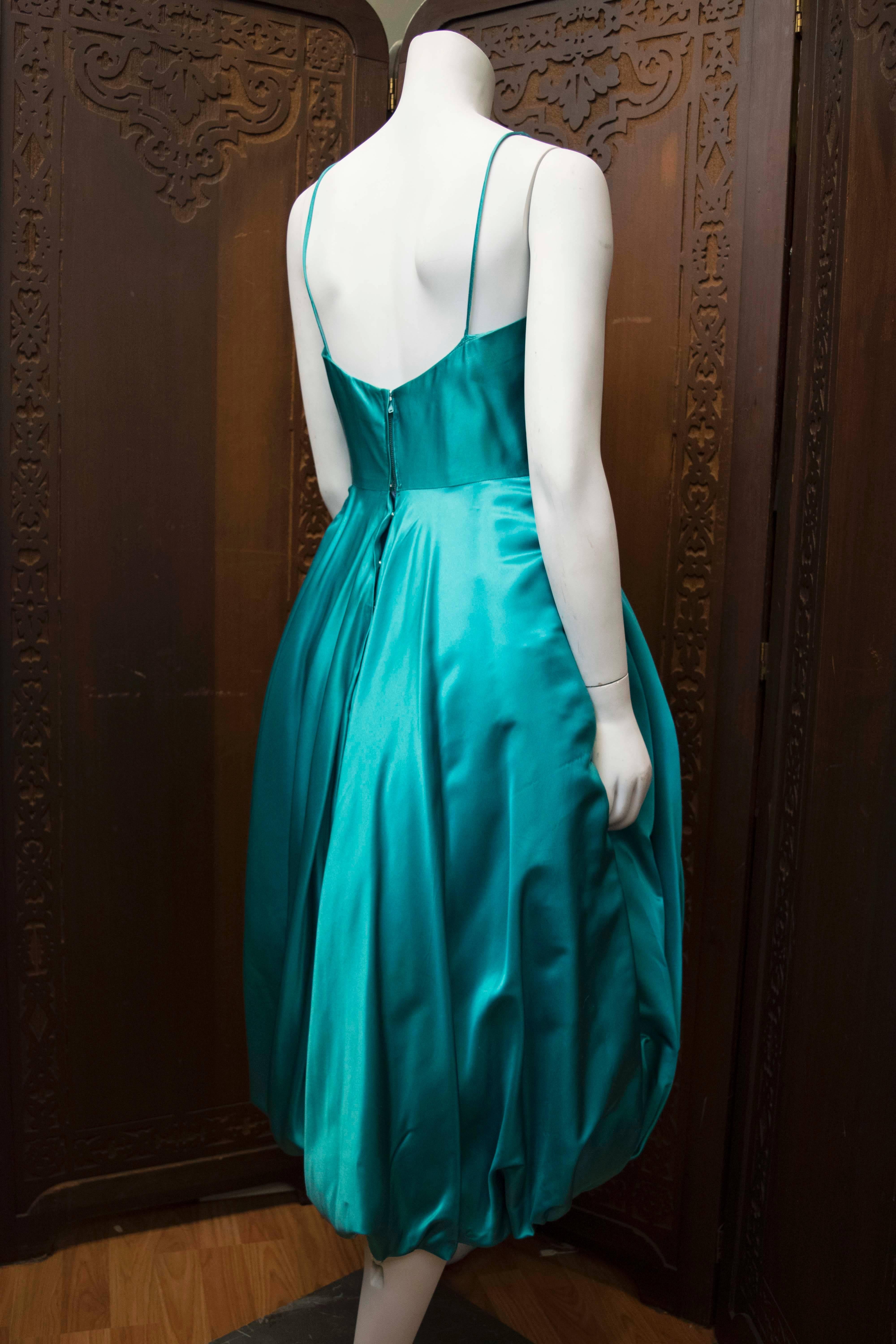 1960s Blue Silk Cocktail Dress 2