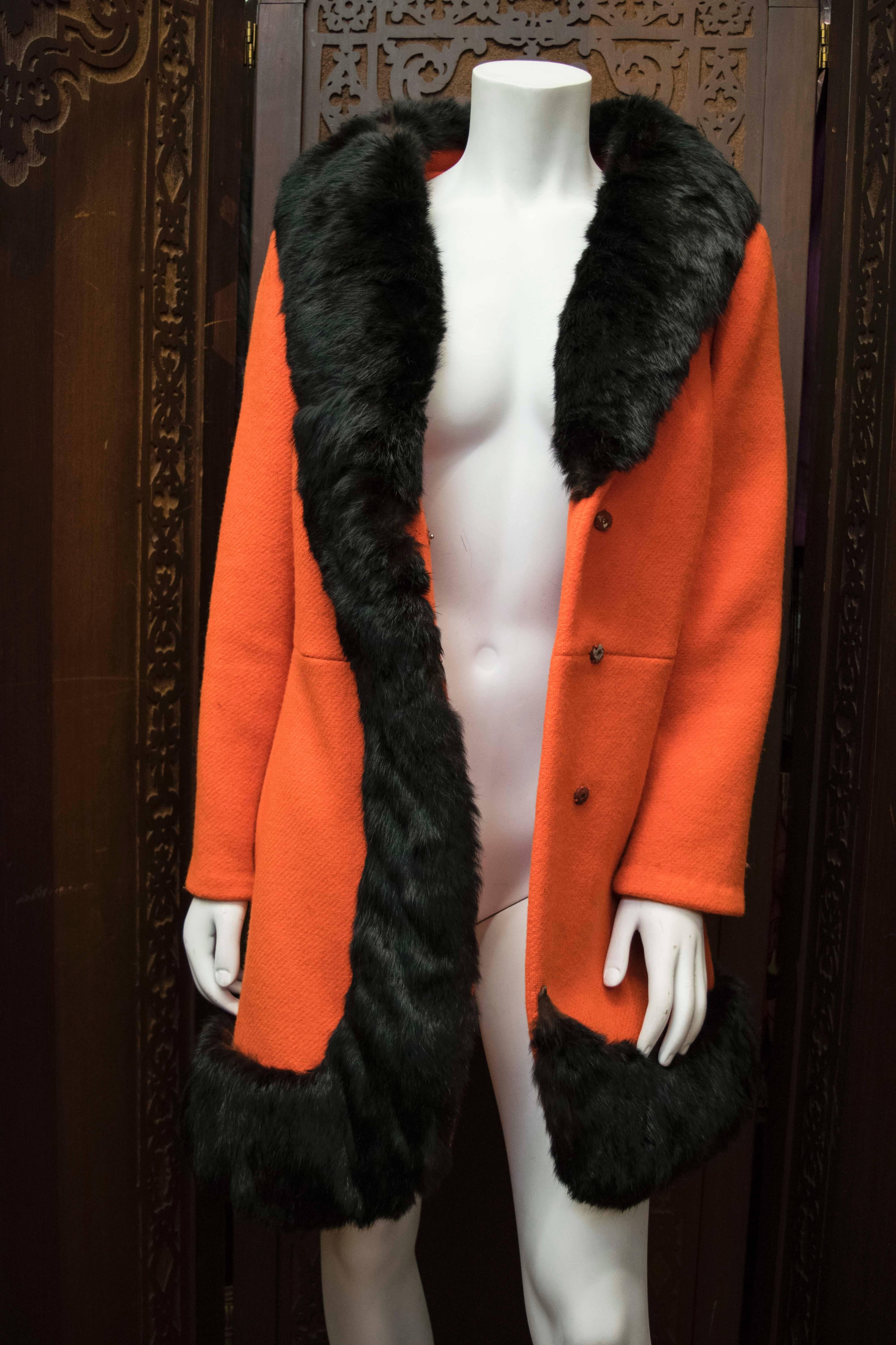Women's 1960s Lilli Ann Red Rabbit Trimmed Coat  For Sale