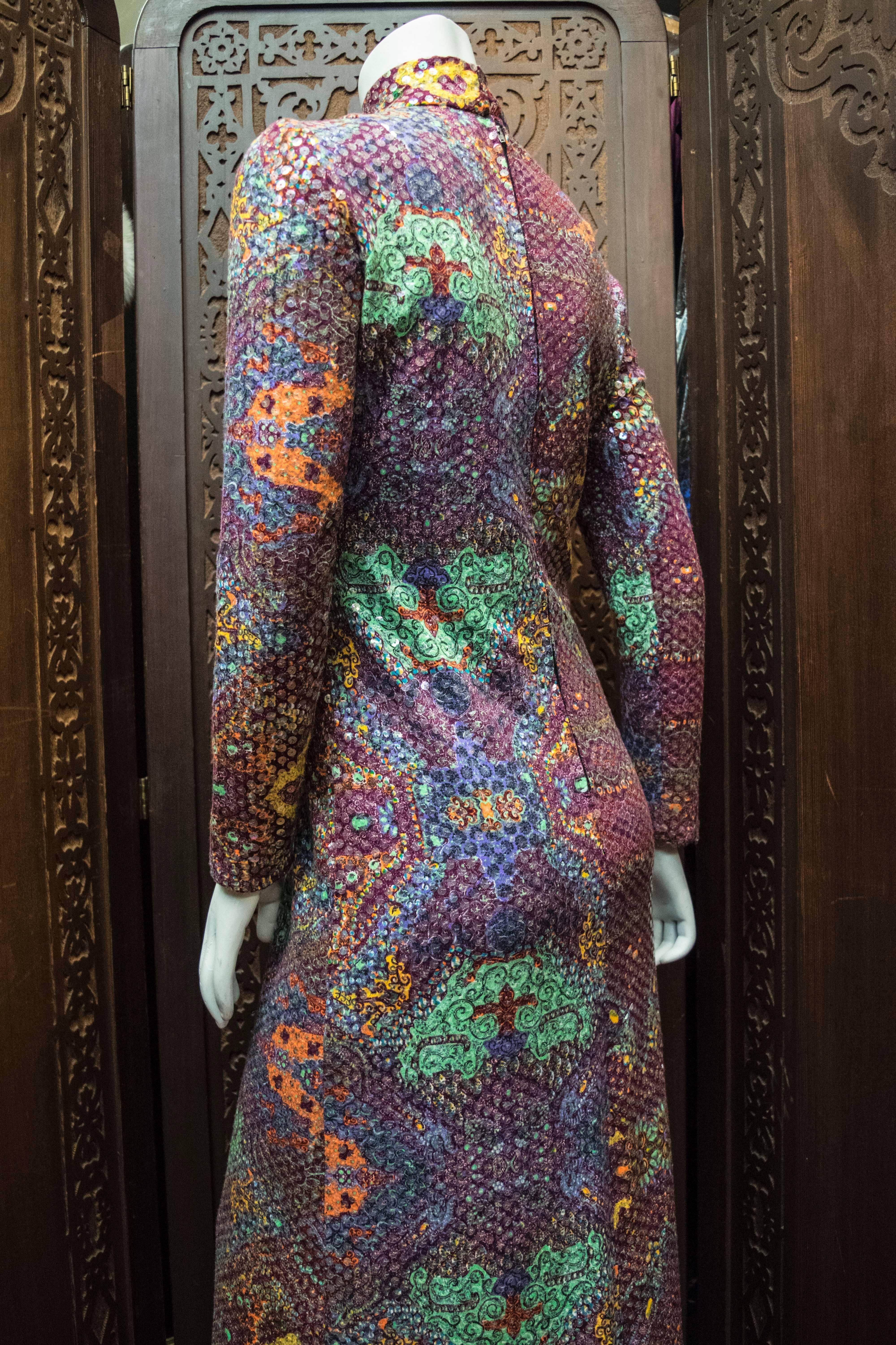Malcolm Starr Sequined Psychedelic Dress, 1970s 2