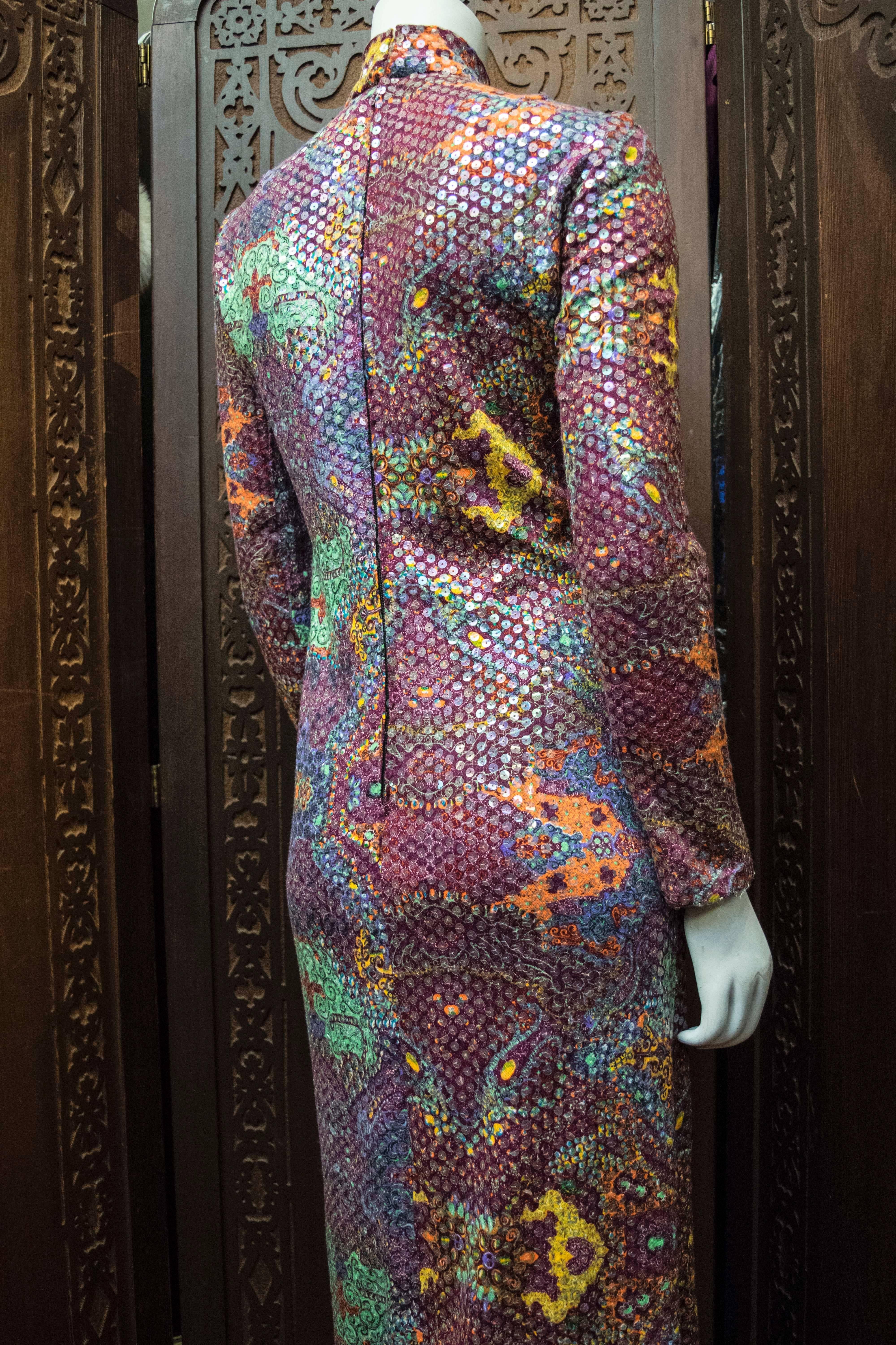 Malcolm Starr Sequined Psychedelic Dress, 1970s 3