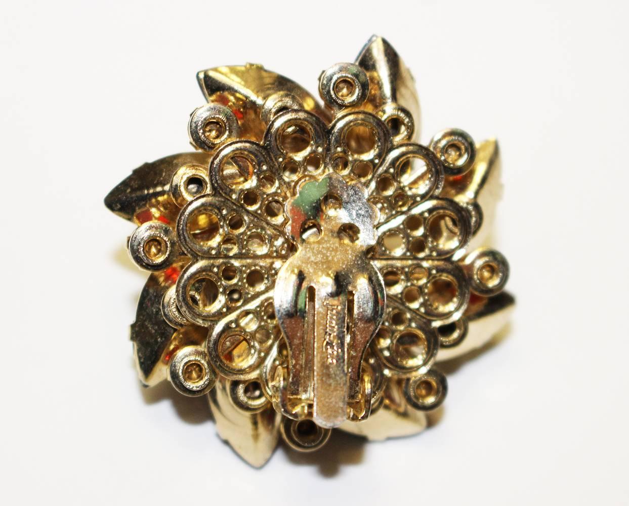 1960's Multi-Tiered Sunburst Earring and Brooch Set In Good Condition In San Francisco, CA