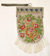 1920's Beaded Floral Wristlet Bag w/ Fringe