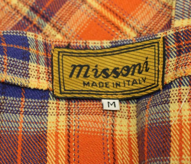 1980s Missoni Orange and Blue Plaid Pleated Wrap Skirt at 1stDibs