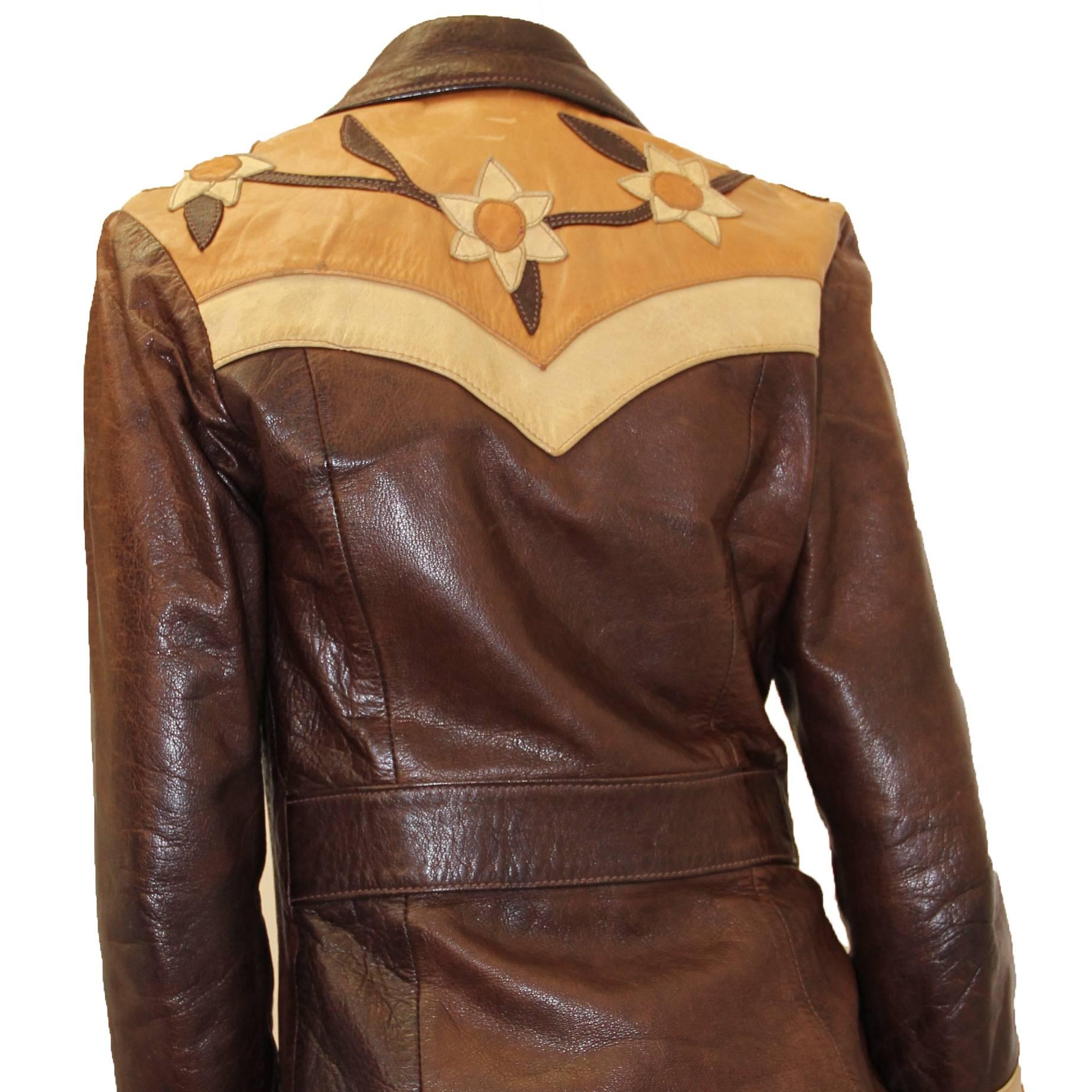 Brown Late 1960s Handmade Leather Jacket