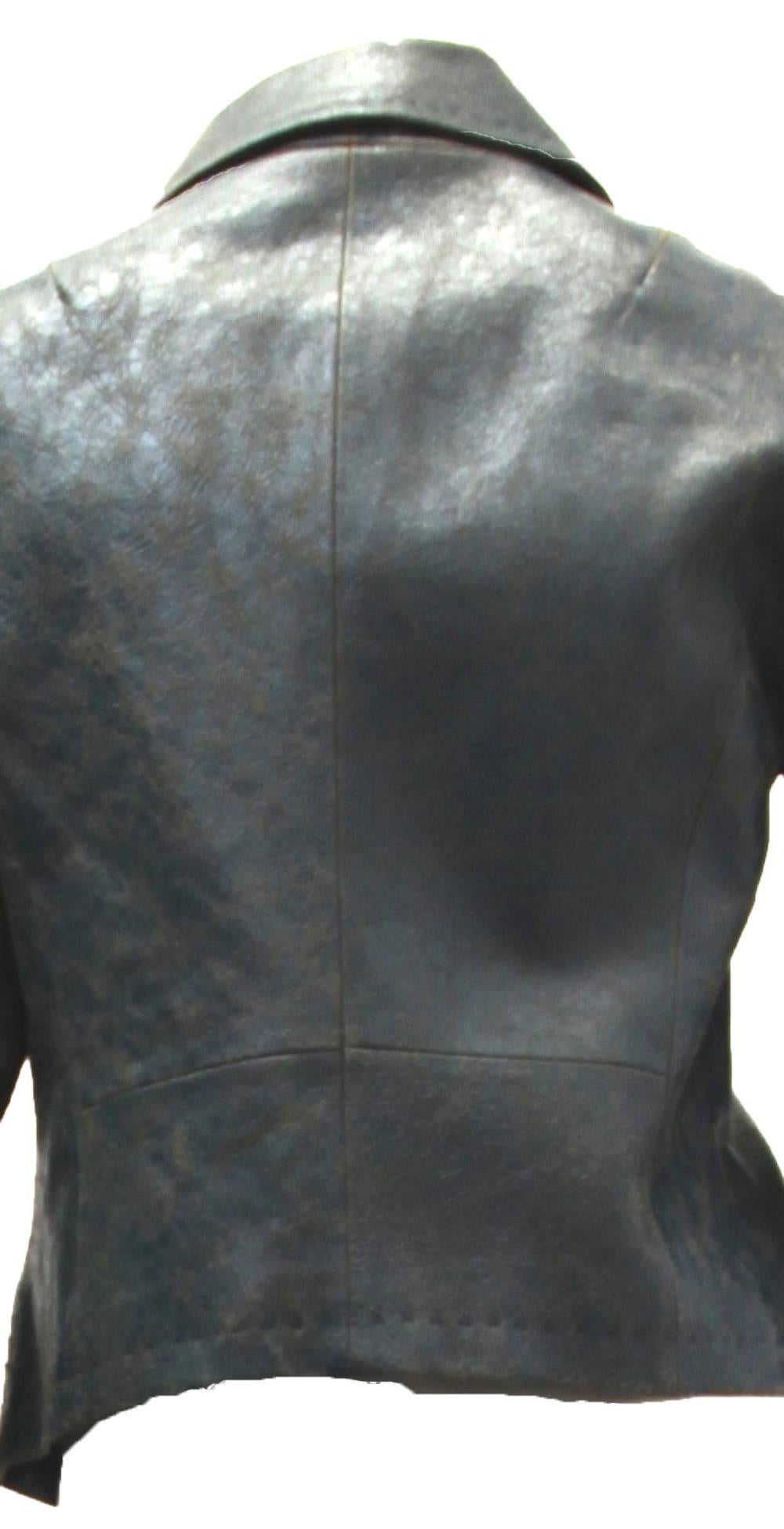 Gray 1990s Dries Van Noten Leather Jacket 