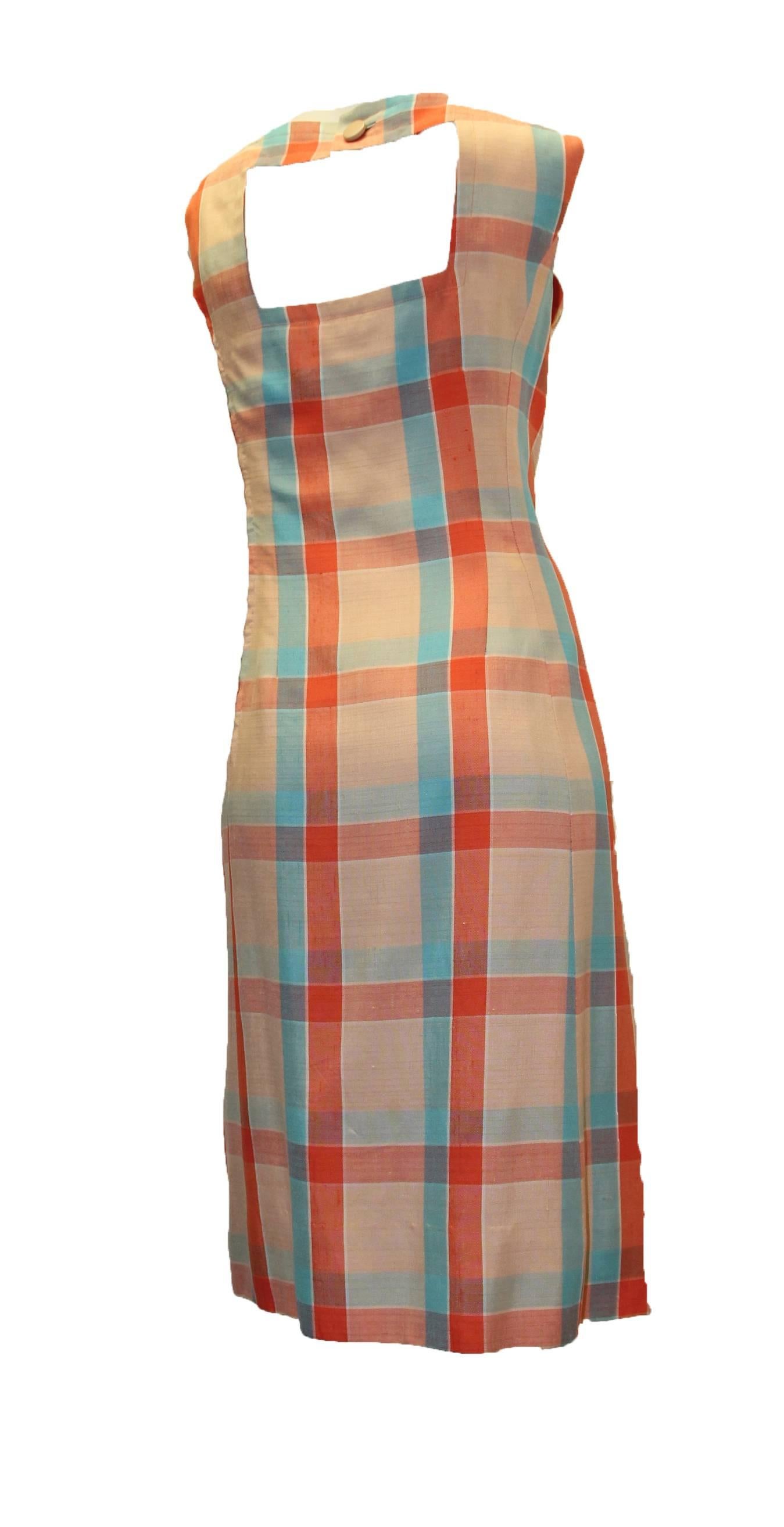 Brown 1960s Givenchy Plaid Dress Suit  For Sale