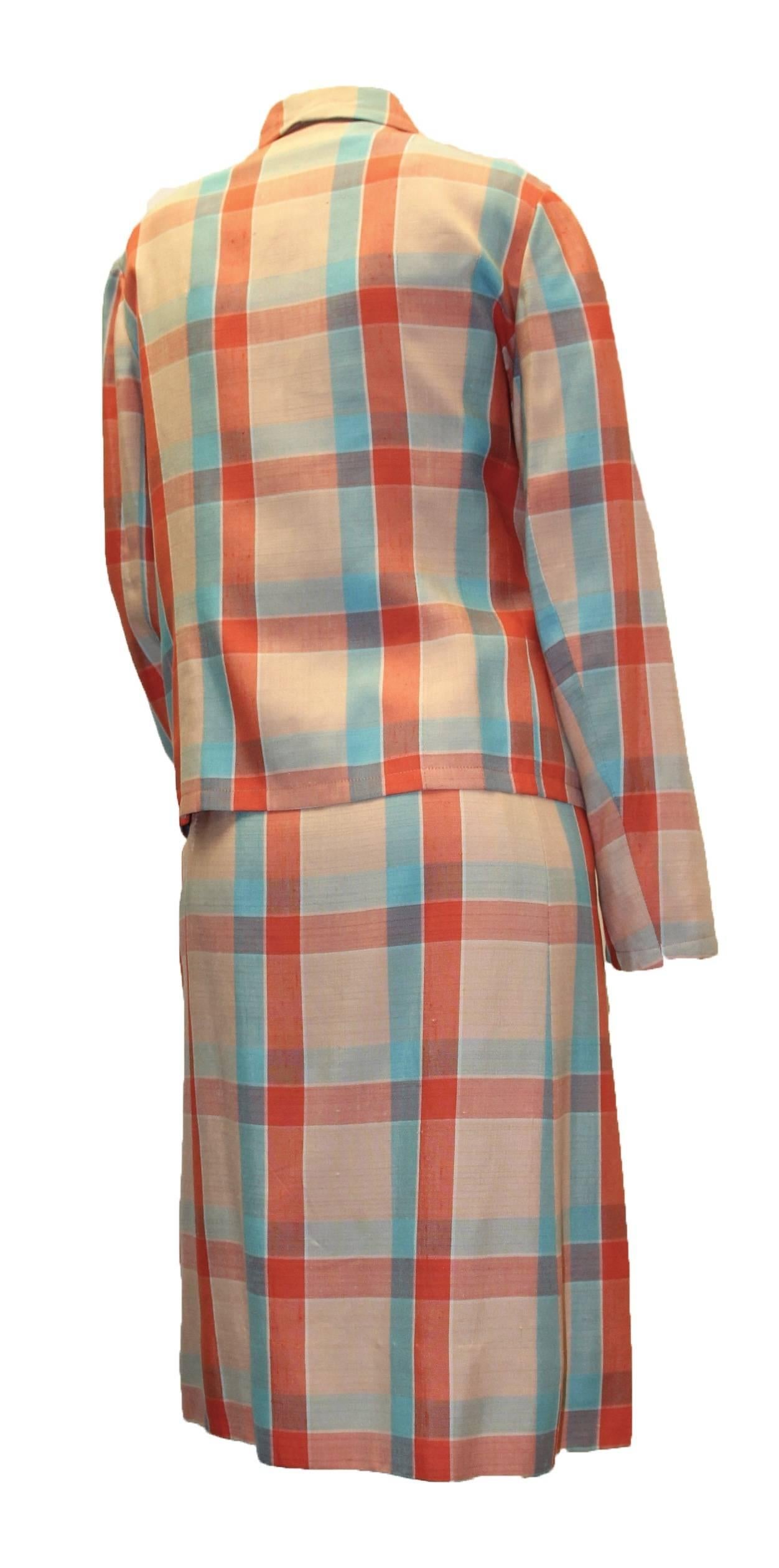 Women's 1960s Givenchy Plaid Dress Suit  For Sale