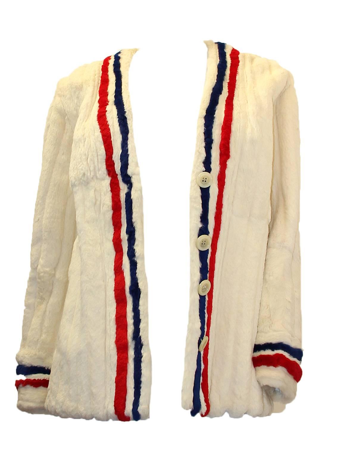 Beige 1960s Tricolor Ermine Fur Jacket