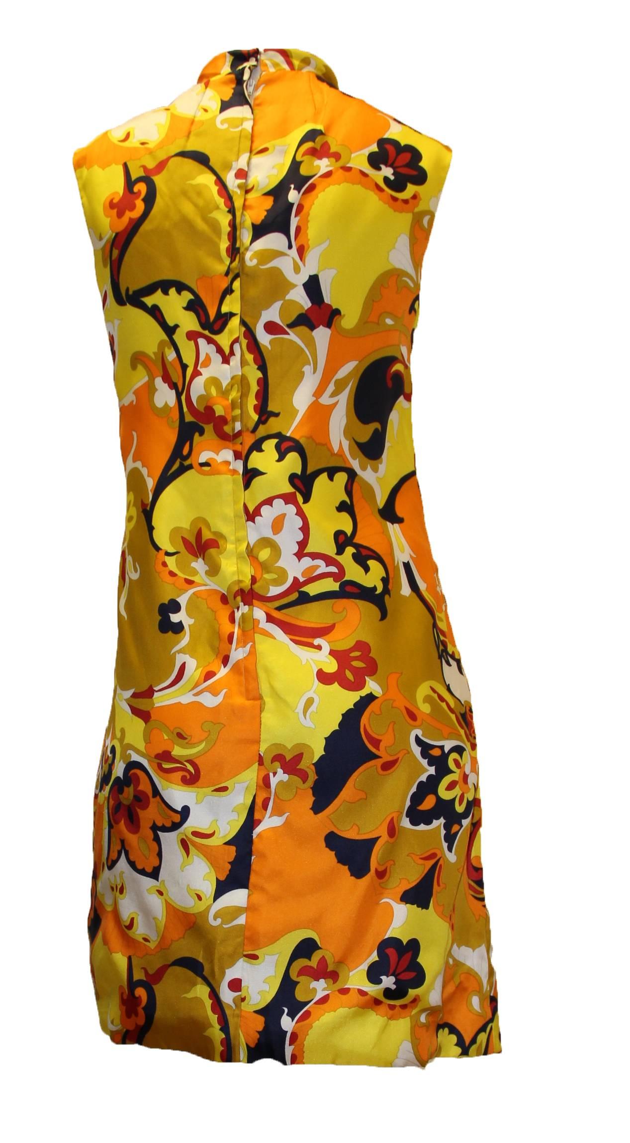 1960s Psychedelic Printed Shift Dress at 1stDibs