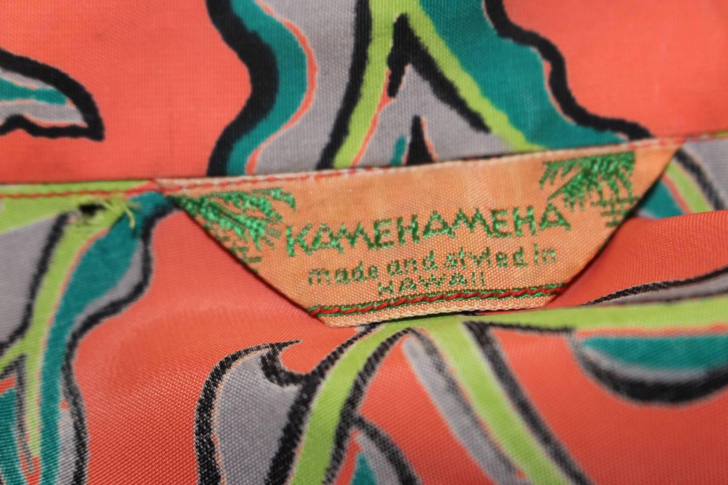 1950s Kamehameha Hawaiian Rayon Printed Blouse 2