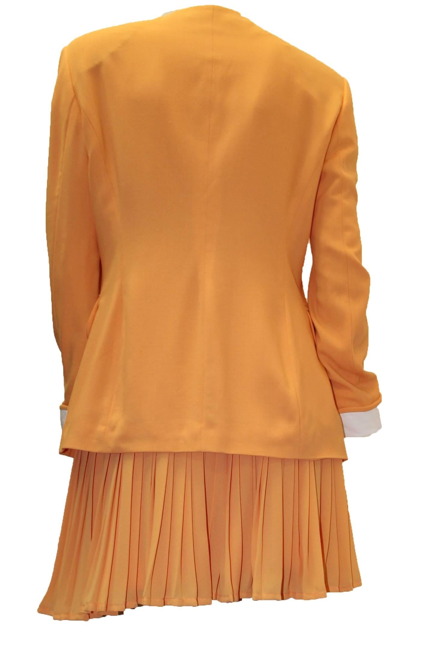 Orange 1980s Escada Two Piece Jacket and Skirt Set For Sale