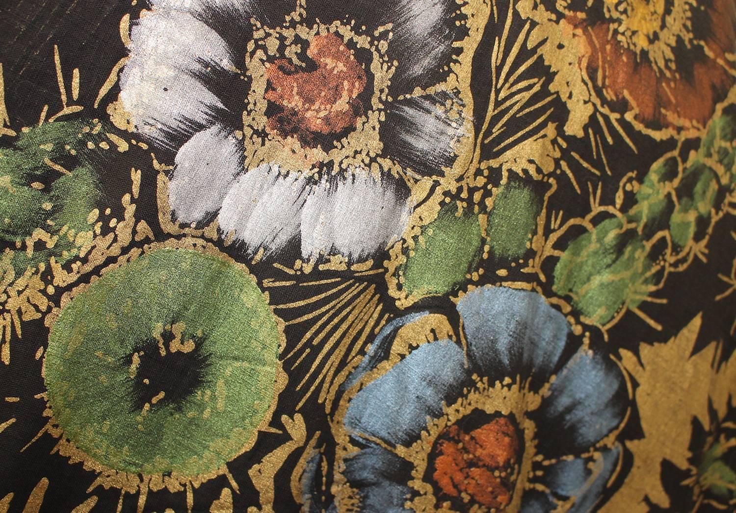 1950s Hand Painted Floral Circle Skirt  In Excellent Condition In San Francisco, CA