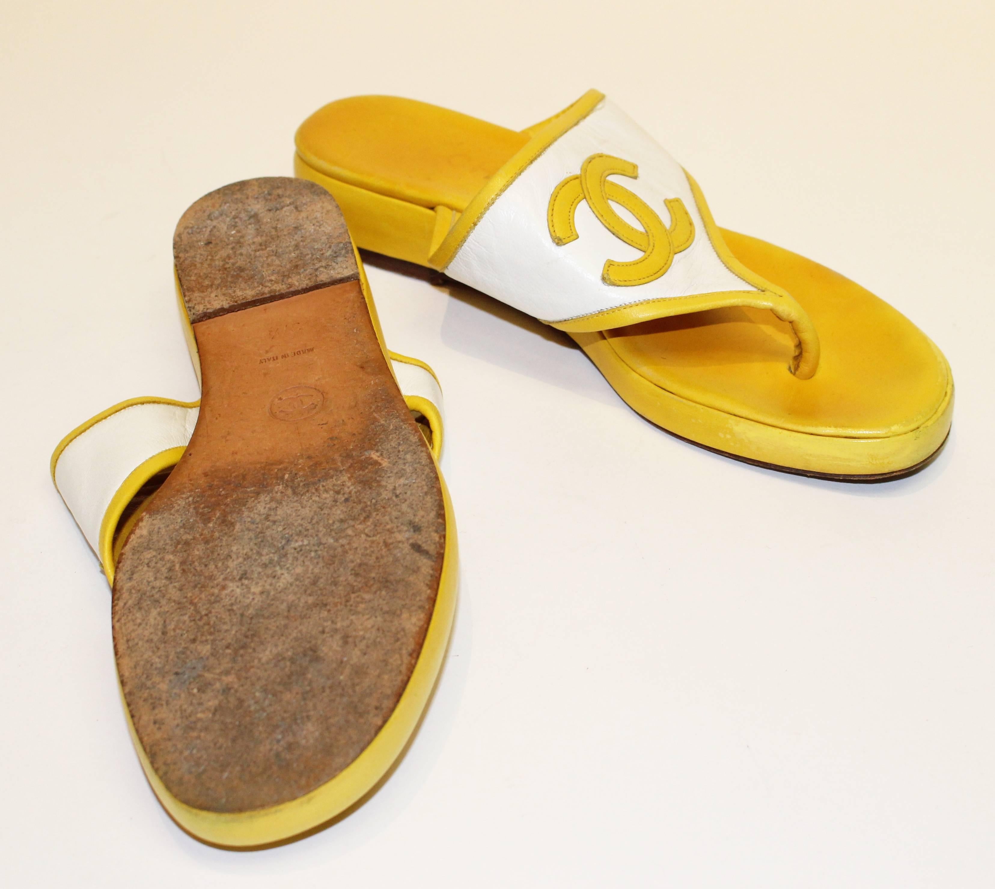 chanel yellow sandals