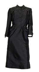 50's Hattie Carnegie Black Silk Faille Evening Dress