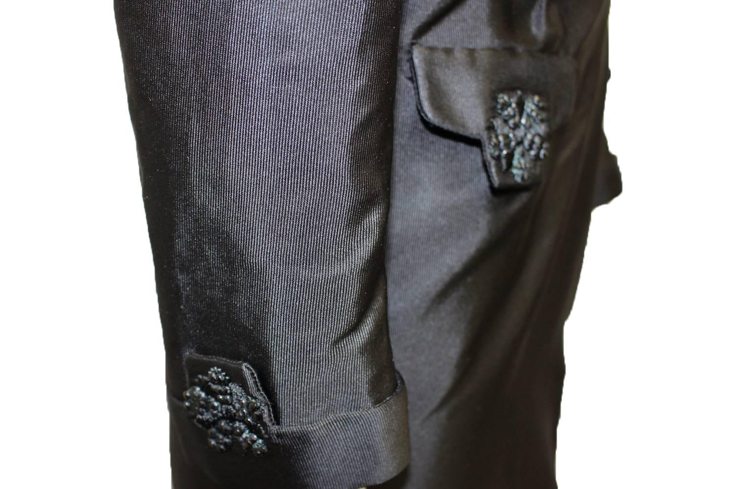 Hattie Carnegie - Robe de soirée en faille de soie noire, années 50  Pour femmes en vente