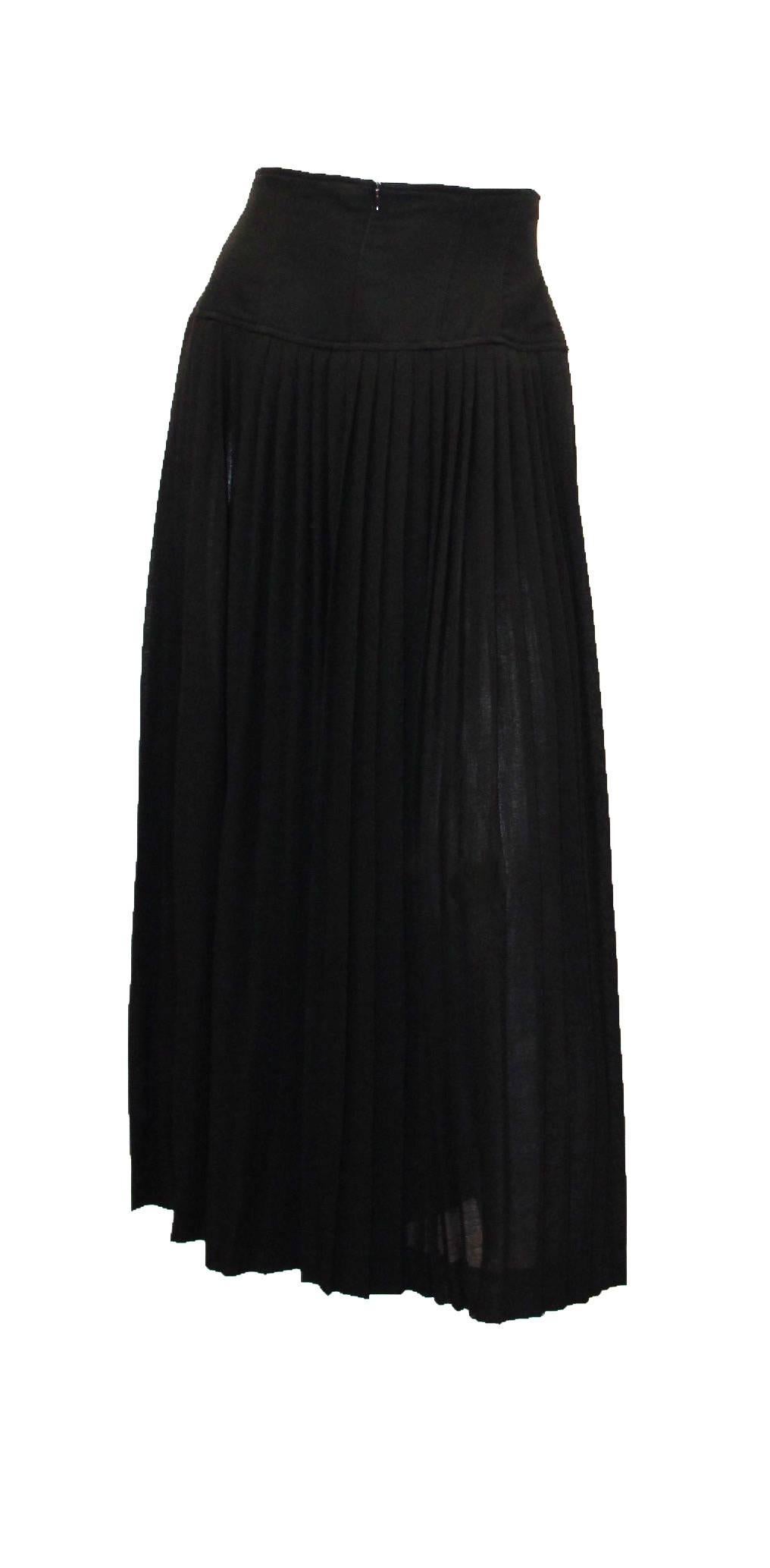 Noir Escada - Culotte plissée noire à couteau, années 80 en vente