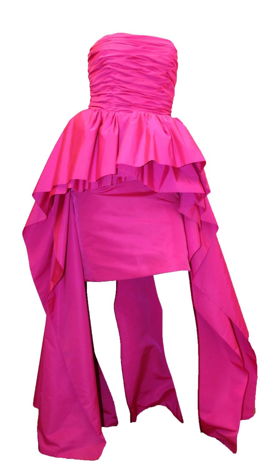 80s Victor Costa Saks Fifth Ave Pink Strapless Gown For Sale at 1stdibs