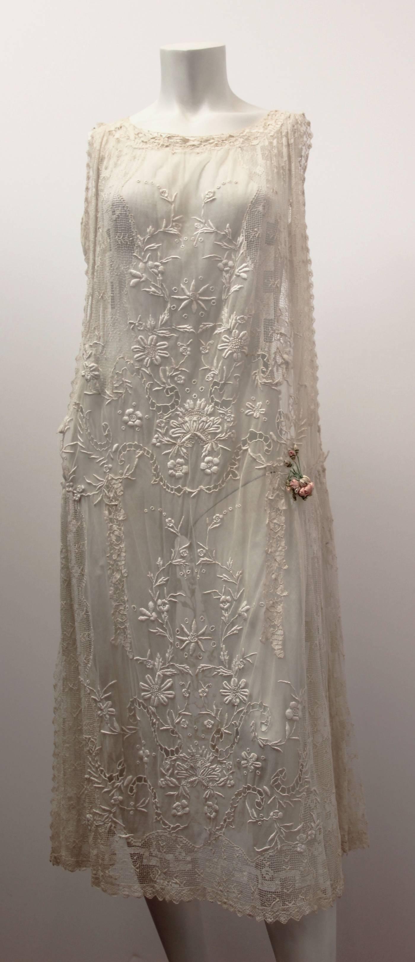 embroidered lace wedding gown