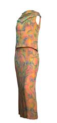 60s Painterly Pastel Column Dress