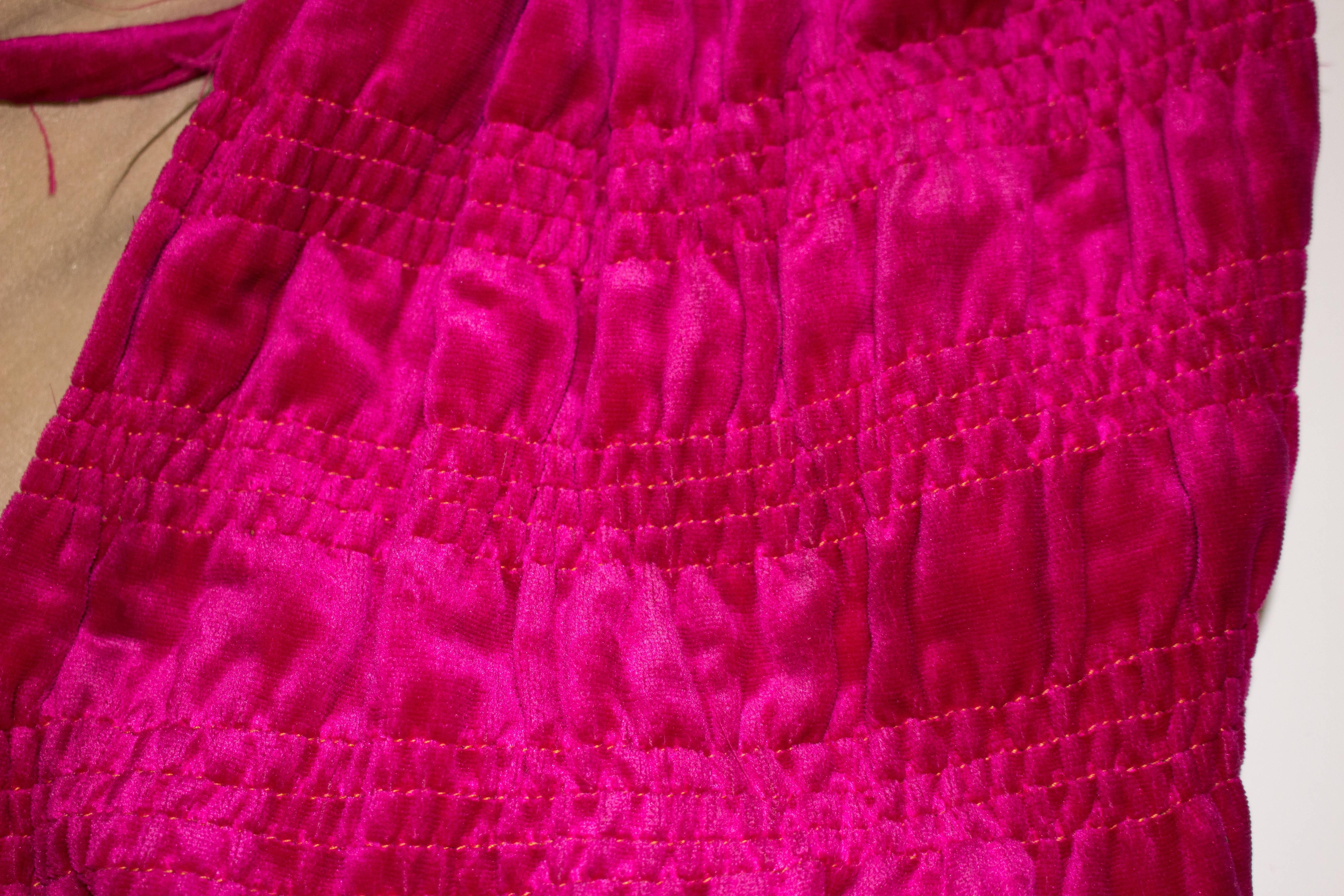 20s Saks Magenta Feathered Velvet Cocoon Cape In Good Condition In San Francisco, CA