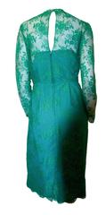 60s Green Lace Illusion Cocktail Dress