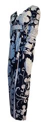 70s Navy & White Fantasy Print Dress