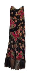 20s Velvet Floral Printed Drop Waist Dress